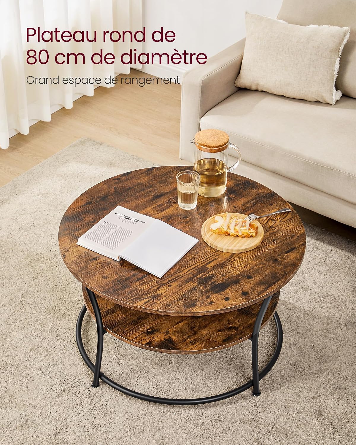 Thumbnail 3 de VASAGLE LCT80BX table basse ronde 80 cm