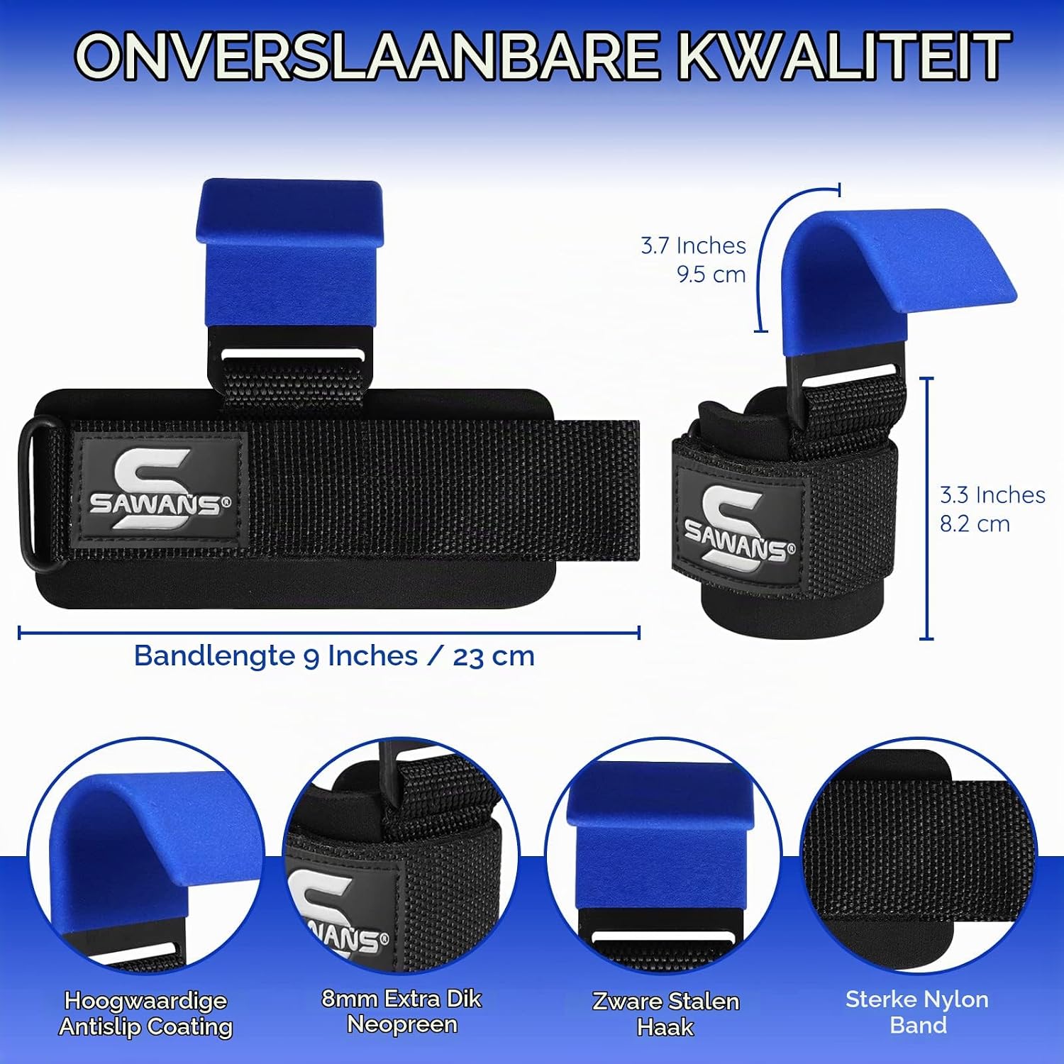 Thumbnail 3 de SAWANS SV hefhaken met antislip stalen haken en neopreen polssteun