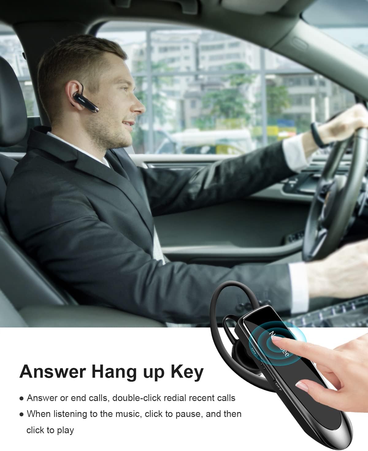 Thumbnail 5 de New Bee Bluetooth Earpiece V5.0 Wireless Handsfree Headset w/ Microphone (Black) – CVC 6.0, 24H Talk Time