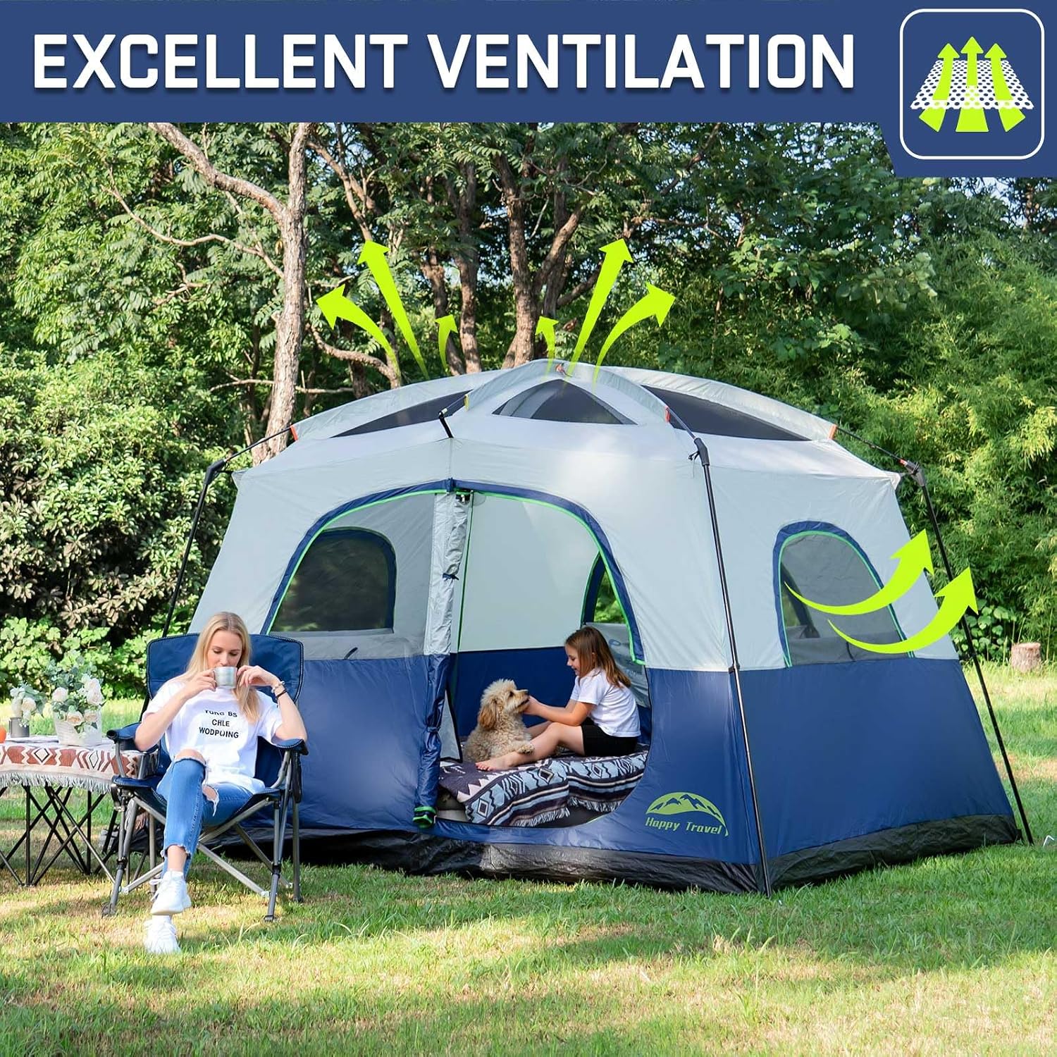 Detalle de Happy Travel Tent 6 Person Tent for Camping