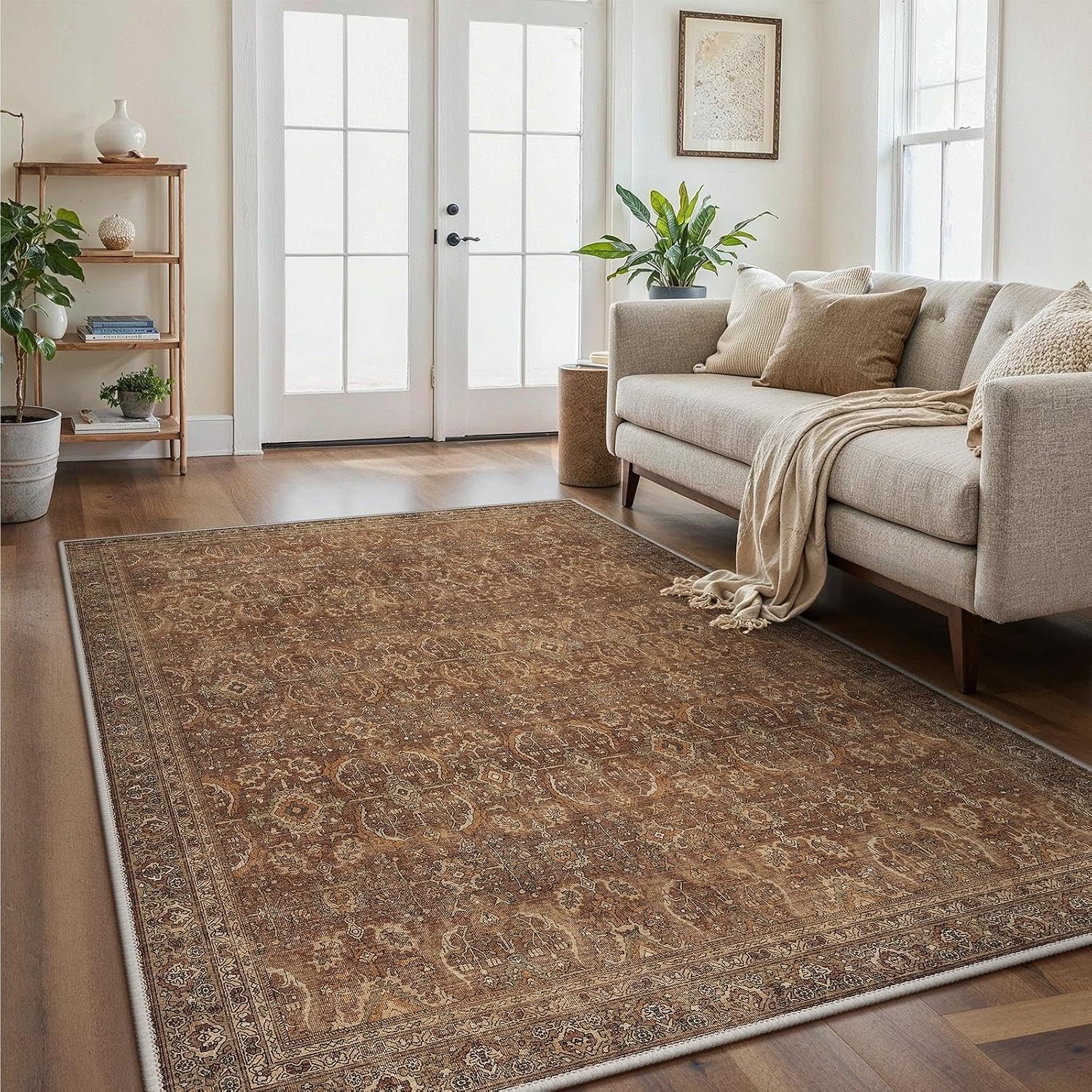 Thumbnail 6 de GENIMO Tapis de salon vintage style Persan Persan, gris foncé, lavable en machine avec dessous antidérapant (200x290 cm)