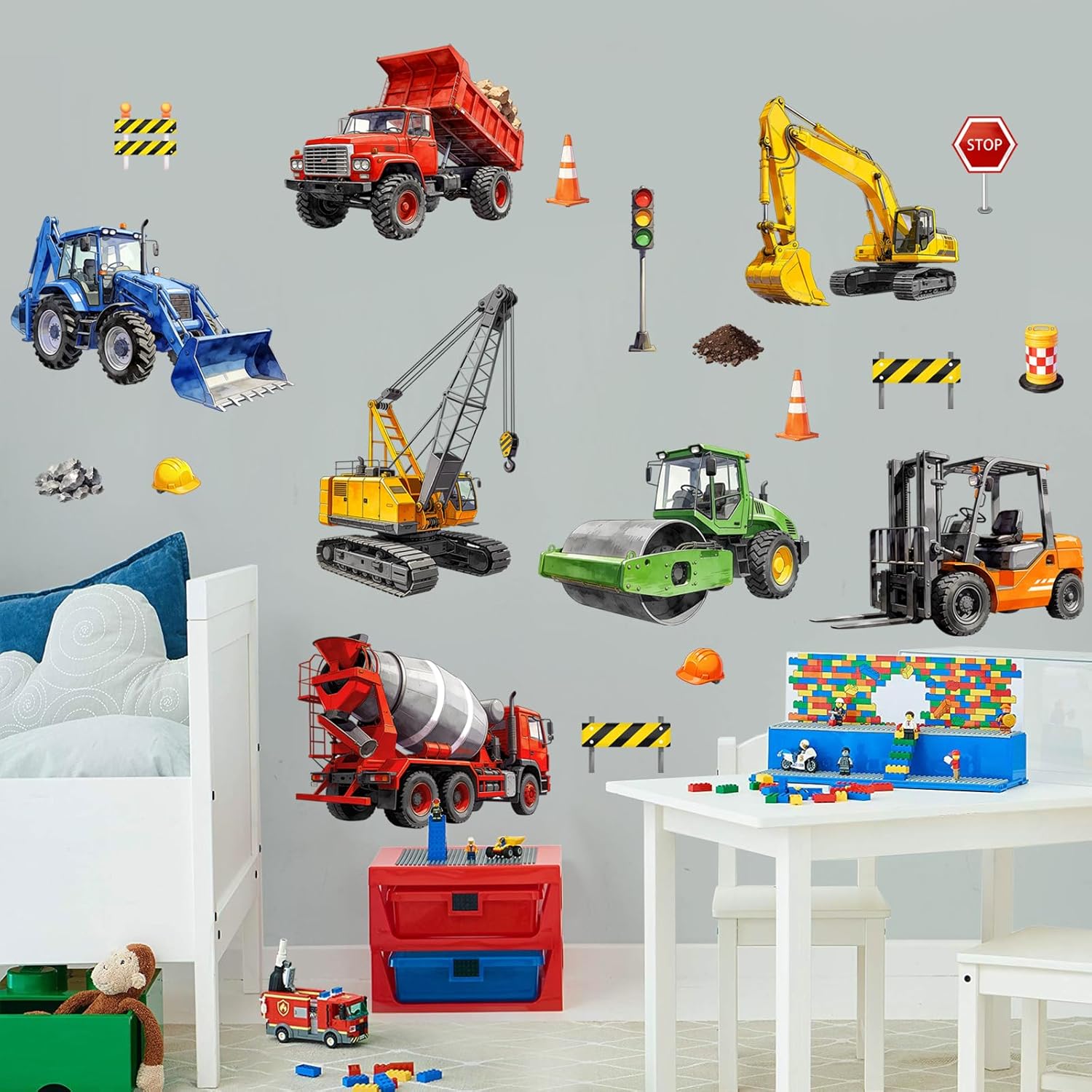 Thumbnail 4 de Supzone Trucks & Digger Car Wall Stickers – Construction Vehicle Wall Art for Kids Rooms