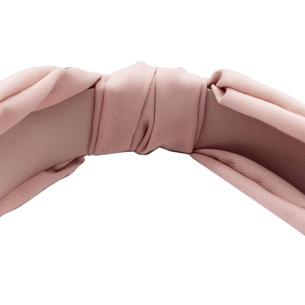 Detalle de Knotted Wide Pink Headband for Women, Stretchy Fabric Hair Accessory