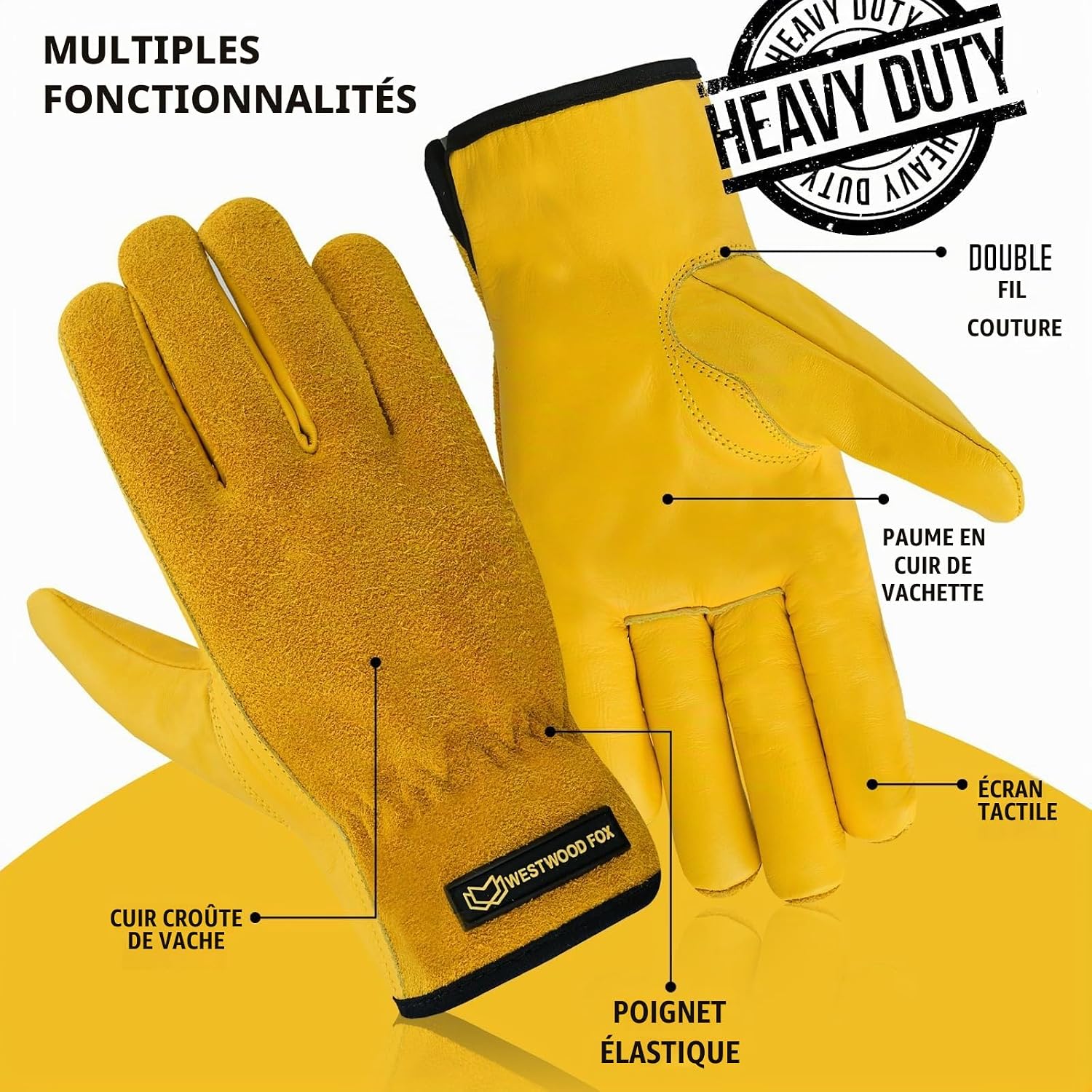Detalle 2 de WESTWOOD FOX RM9 tuinhandschoenen van rundleer, doornbestendig, maat M