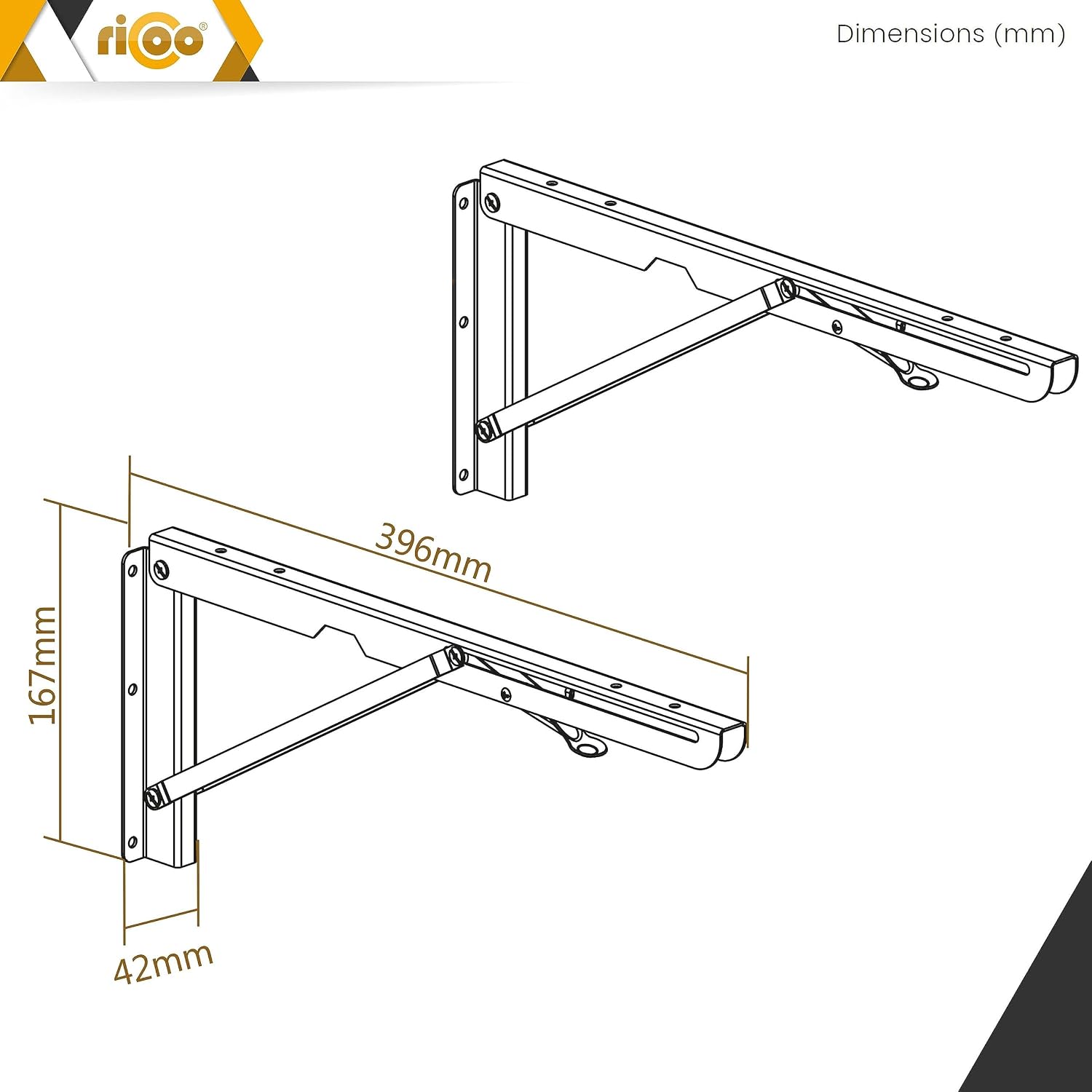 Thumbnail 5 de RICOO Équerre Étagère Murale MZ001 — Set de 2, Support en Acier Renforcé Noir