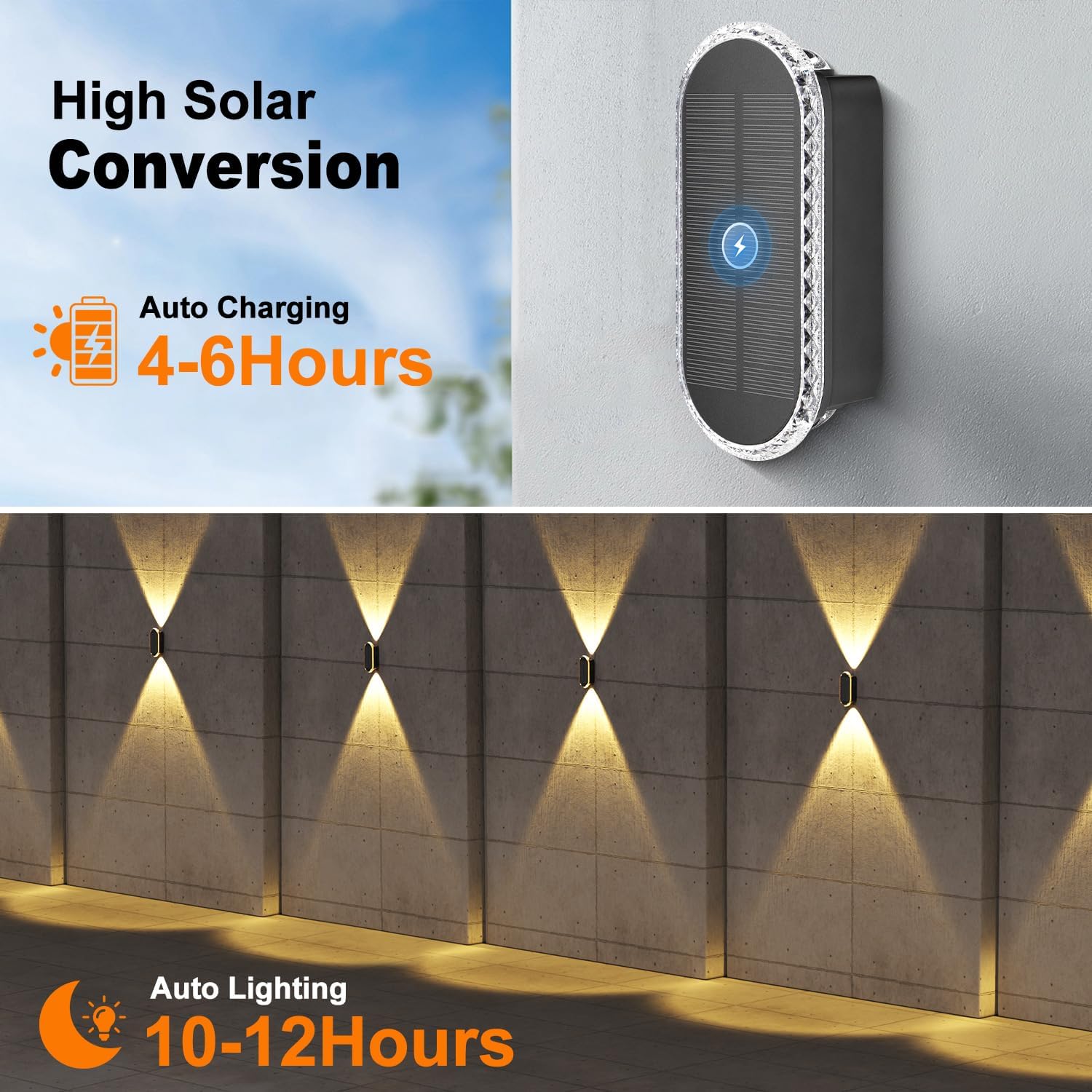 Detalle de ELLASAY Solar Fence Lights 8PK 3000K–6000K