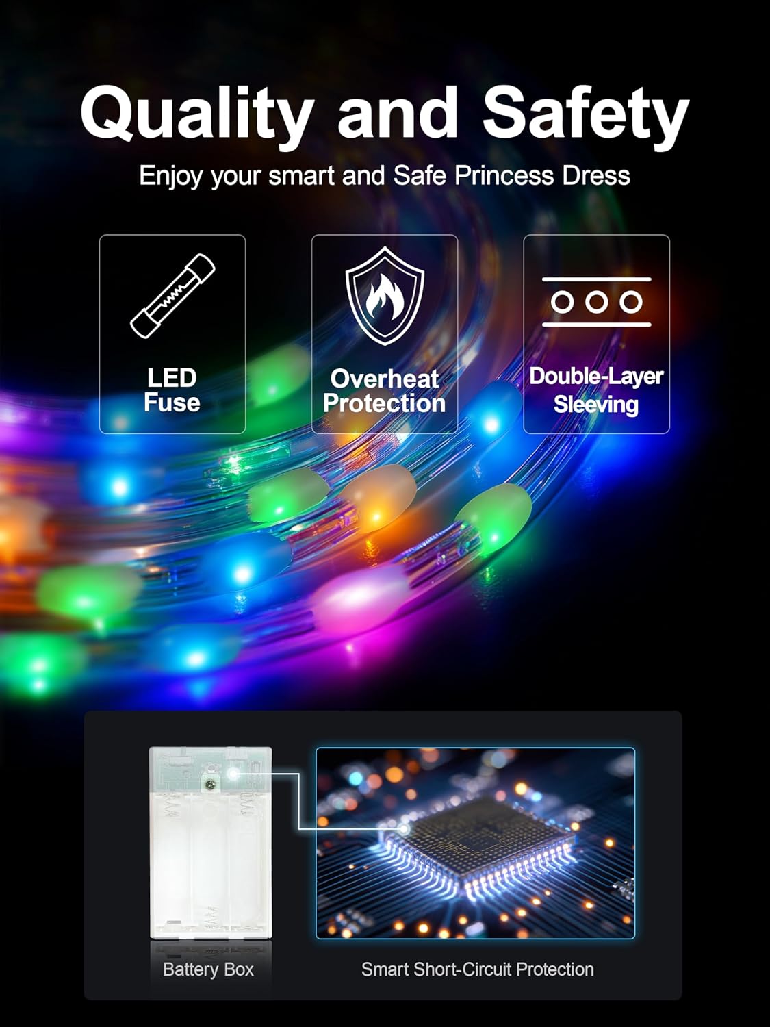 Detalle de BLINGCOS RGB LED Princess Costume for Girls with App & Remote Control