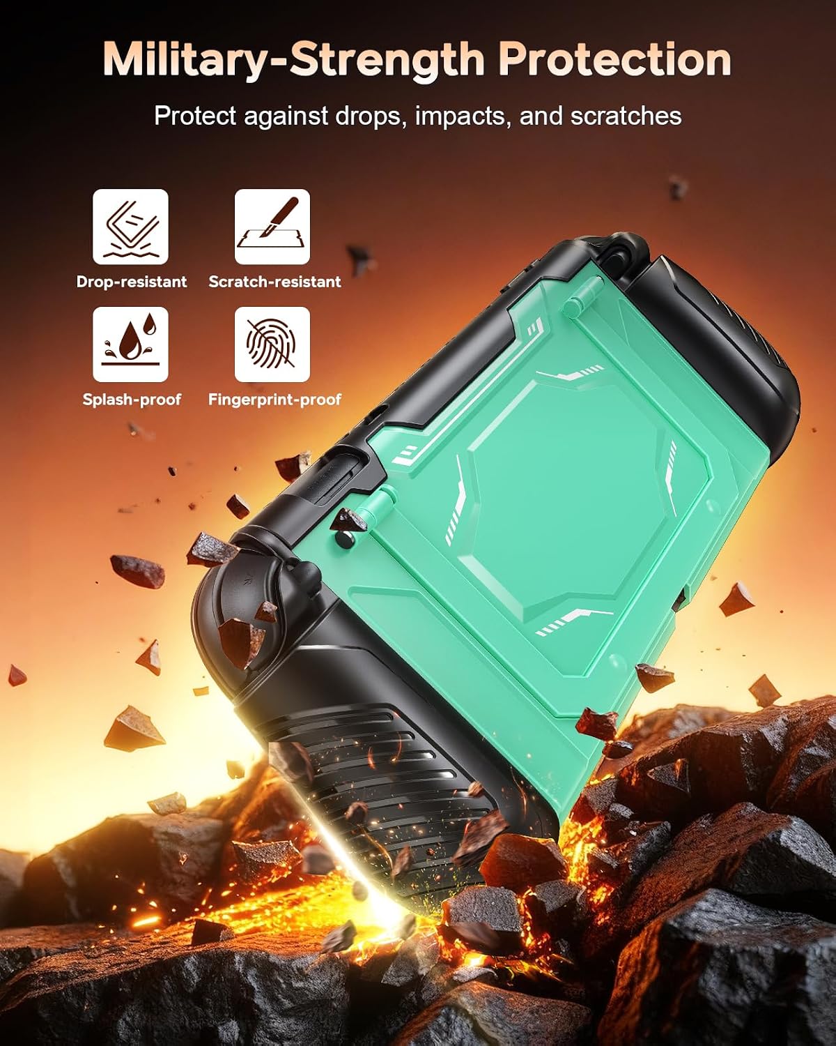 Detalle de FYOUNG Schutz in Militärqualität Dockable Hülle für Nintendo Switch 2 (2025) – Hellgrün