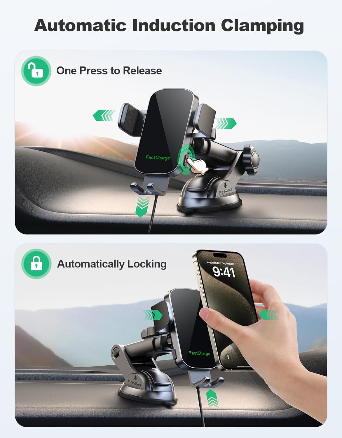 Detalle 2 de Glangeh 15W Wireless Car Charger for iPhone