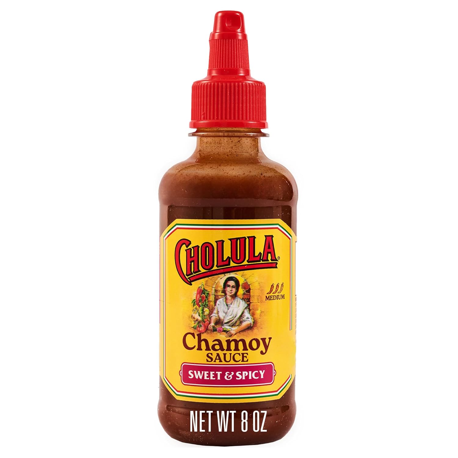 Detalle 2 de Cholula Chamoy Sauce, Sweet & Spicy Drizzle with Arbol Chiles, 8 fl oz, Pack of 6