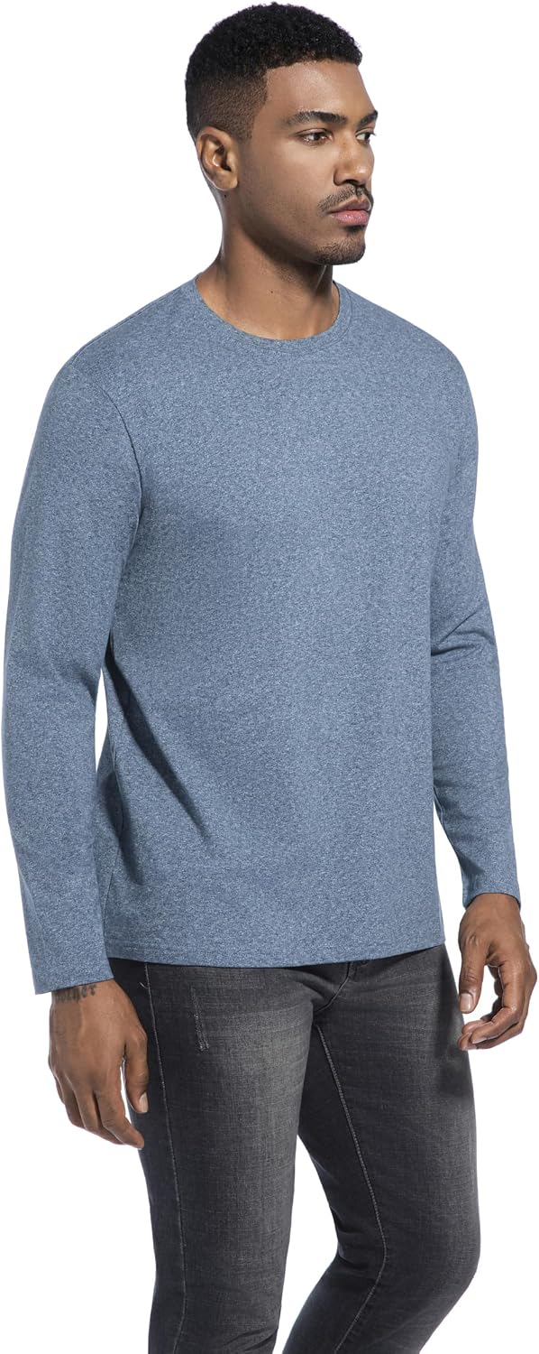 Detalle 2 de VEIISAR Herren Langarm- und Kurzarm-T-Shirt (200 g Baumwolle), 95% Baumwolle + 5% Elasthan – Slim Fit