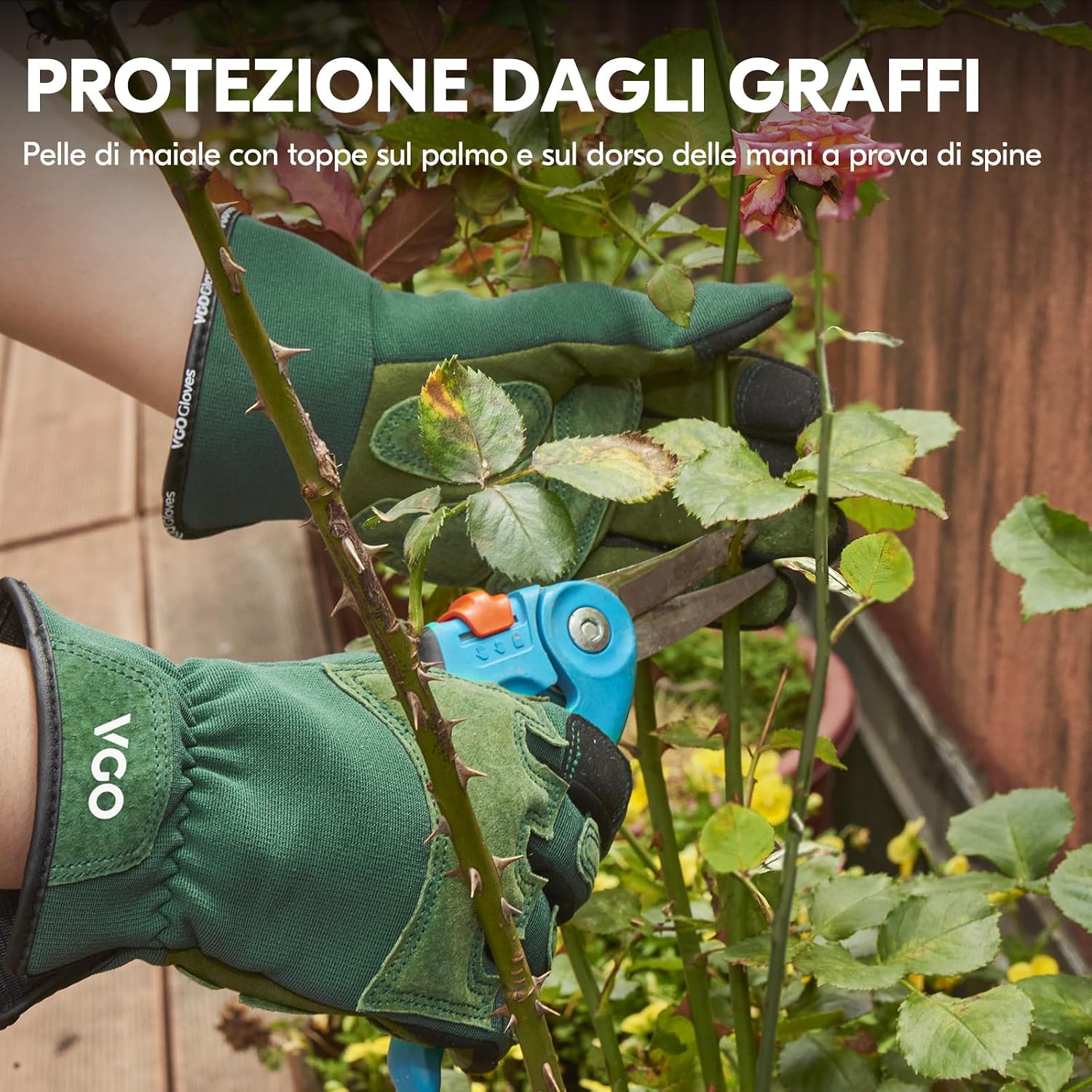 Thumbnail 4 de Vgo... Guanti da giardinaggio donna antiperforazione antispina con touchscreen (L, verde) SL7471