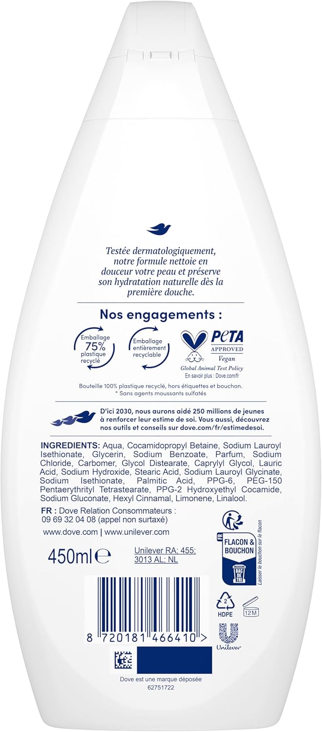 Thumbnail 2 de Dove Gel Douche Essentiel Hydratant (lot promo 2×450 ml) — nettoie en douceur et laisse la peau souple