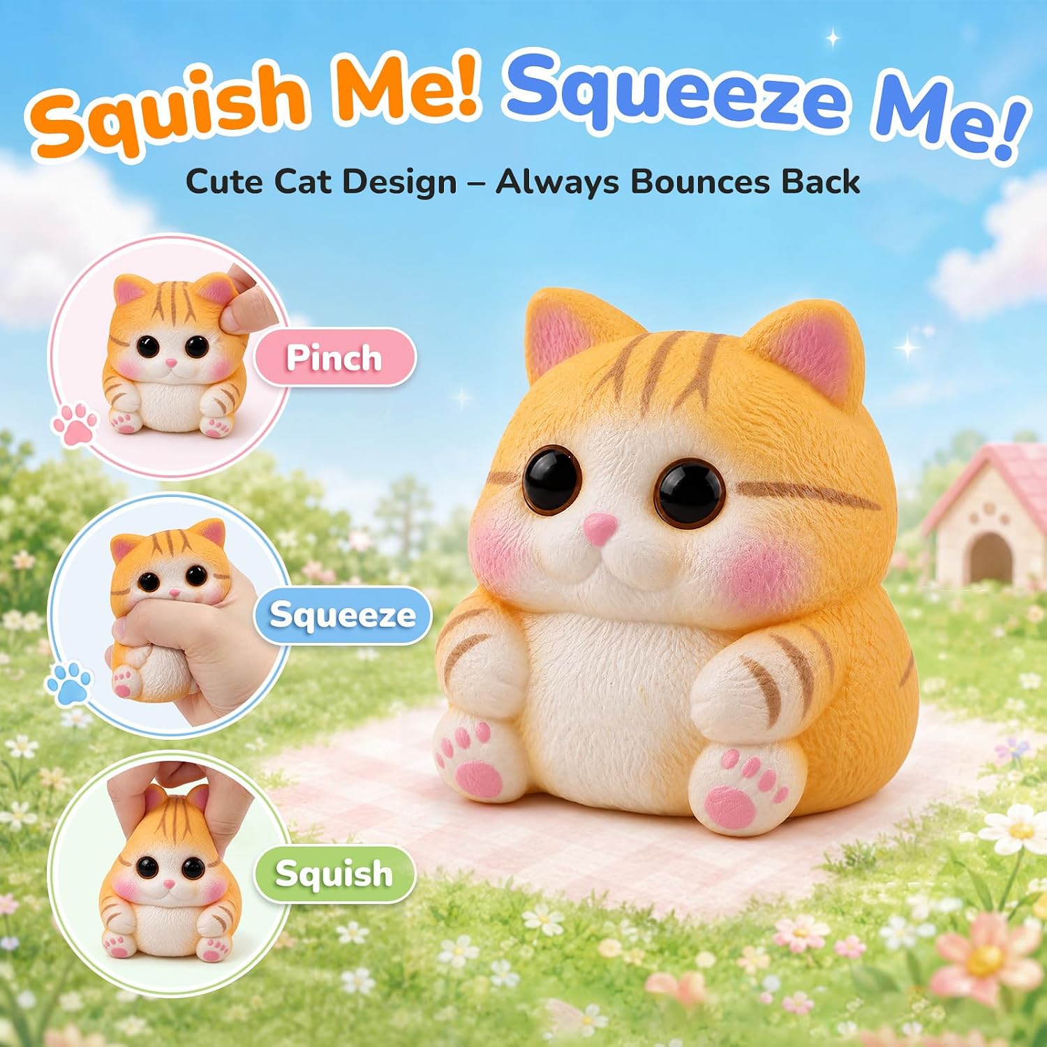 Detalle de Reenovan TS002 Cat Squishy Toy, Soft TPR Sensory Fidget