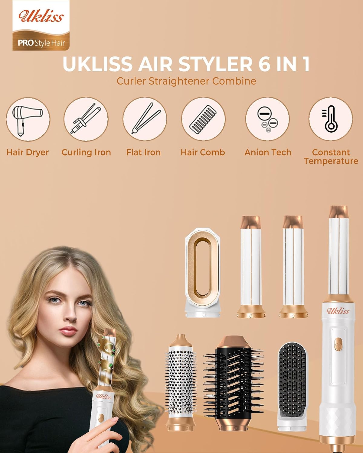 Detalle 2 de UKLISS Airstyler 6 in 1 Haarstyler 256 g?