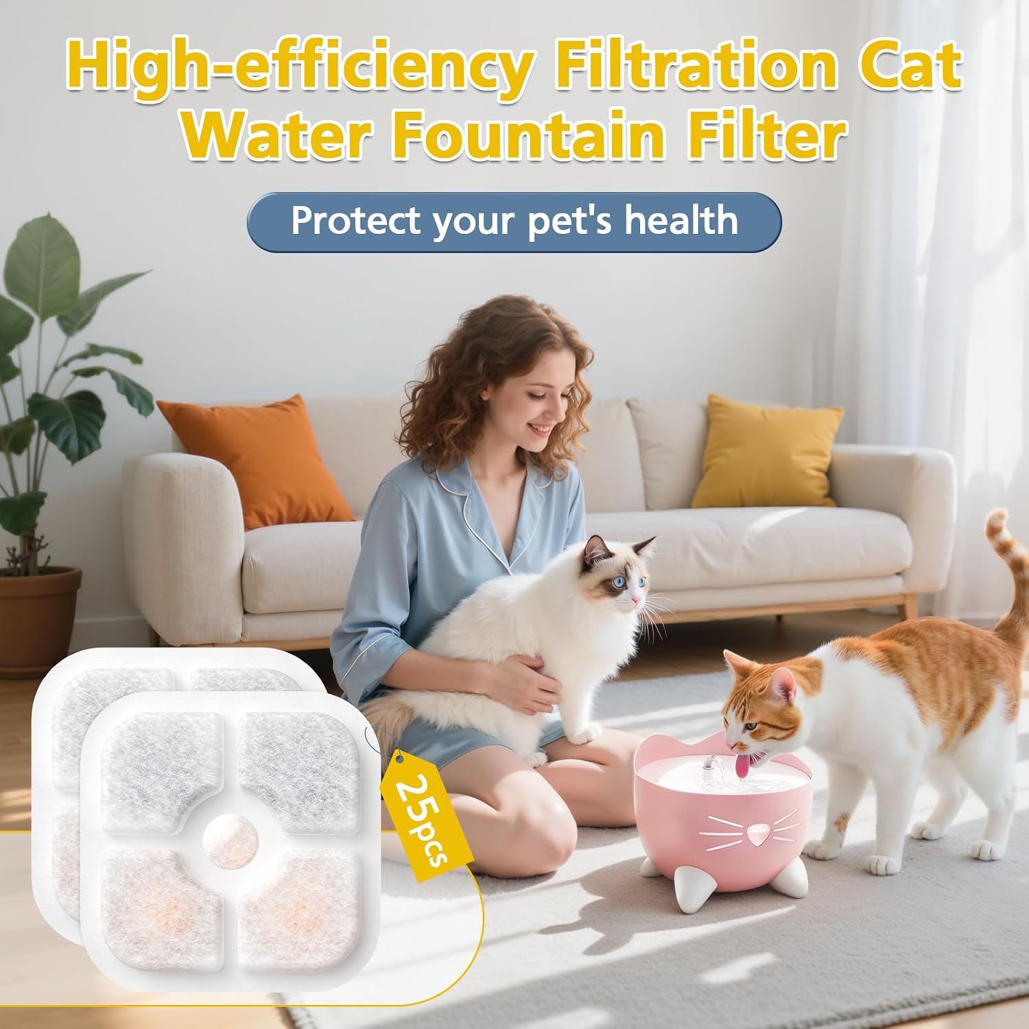 Thumbnail 6 de 25pcs catit Pixi water fountain filter replacements – activated carbon & ion exchange resin (multi-layer filtration)