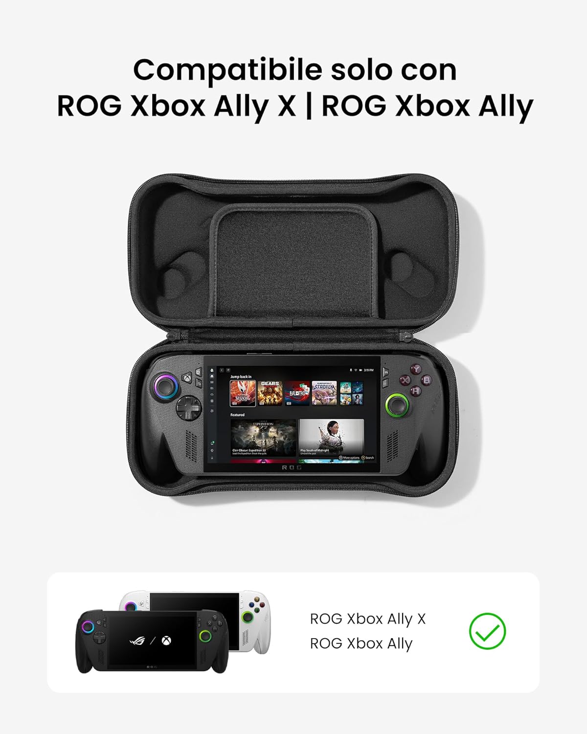 Detalle de tomtoc custodia rigida da trasporto per ASUS ROG Xbox Ally / Ally X (Ally X 2025) ultrapiatta e protettiva