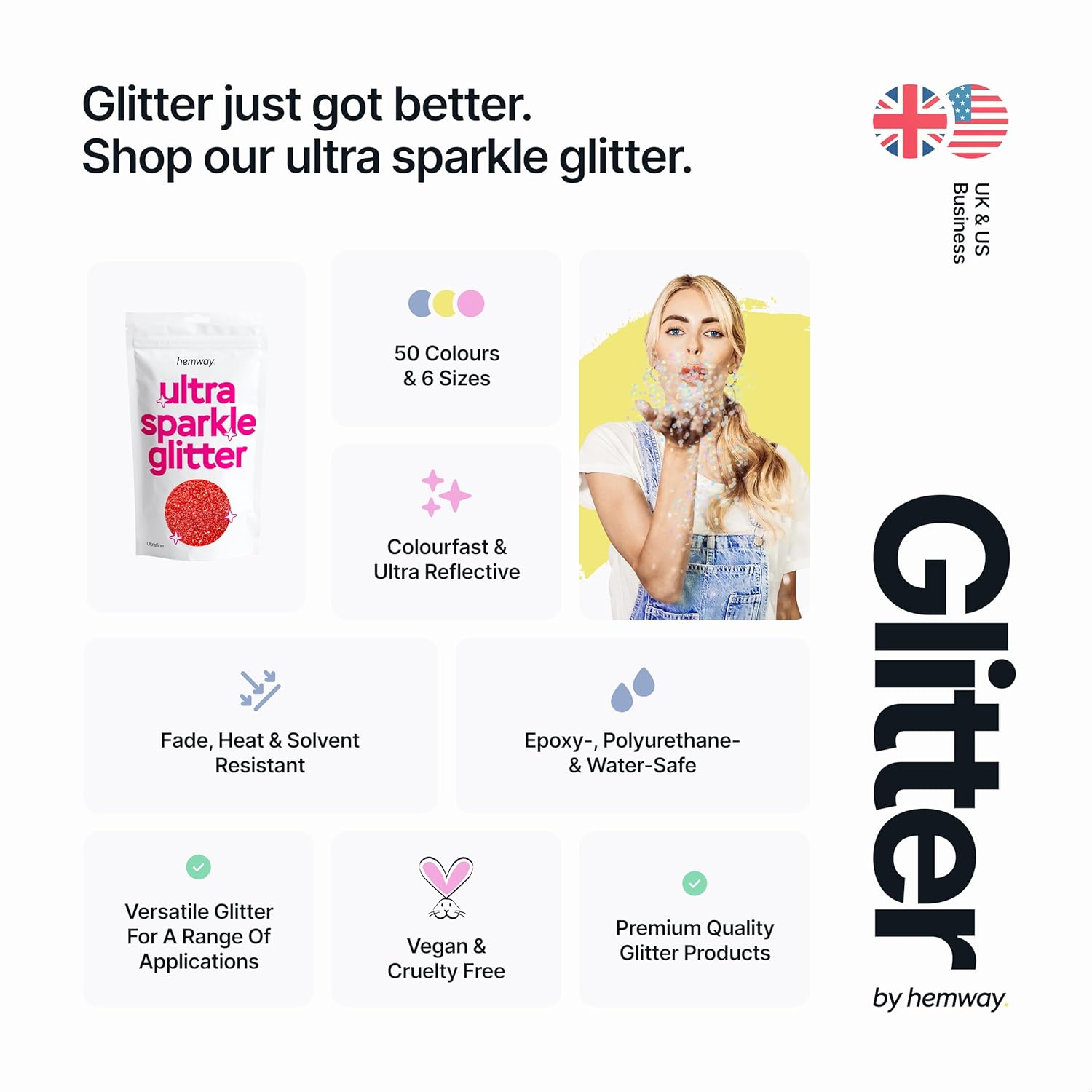 Thumbnail 2 de Hemway Ultra Sparkle Glitter Red 100g – multipurpose glitter for arts, makeup, nails & card making