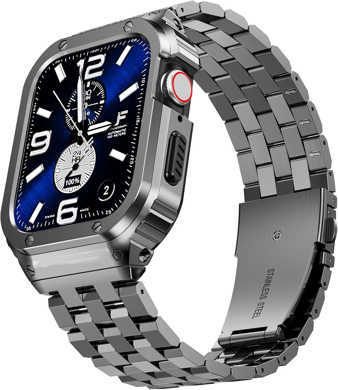 SUPLINK Stainless Steel Case with Strap for Apple Watch Ultra 3/2/1 & SE 3/2/1 & Series 11-1, 49mm-38mm, Rugged Bumper for Men