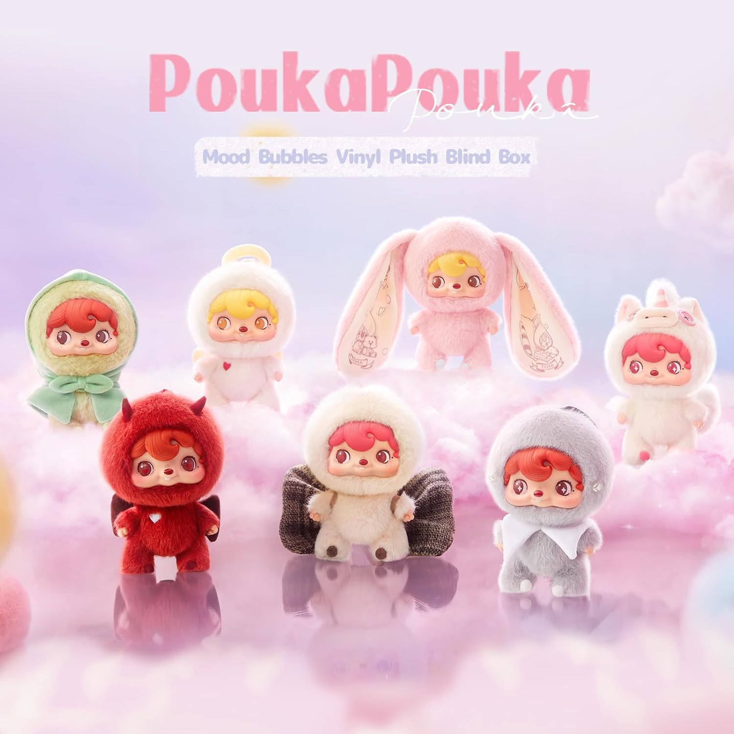 Thumbnail 1 de POUKAPOUKA Mood Bubbles Vinyl Plush Blind Box – 6.3in Collectible Figures
