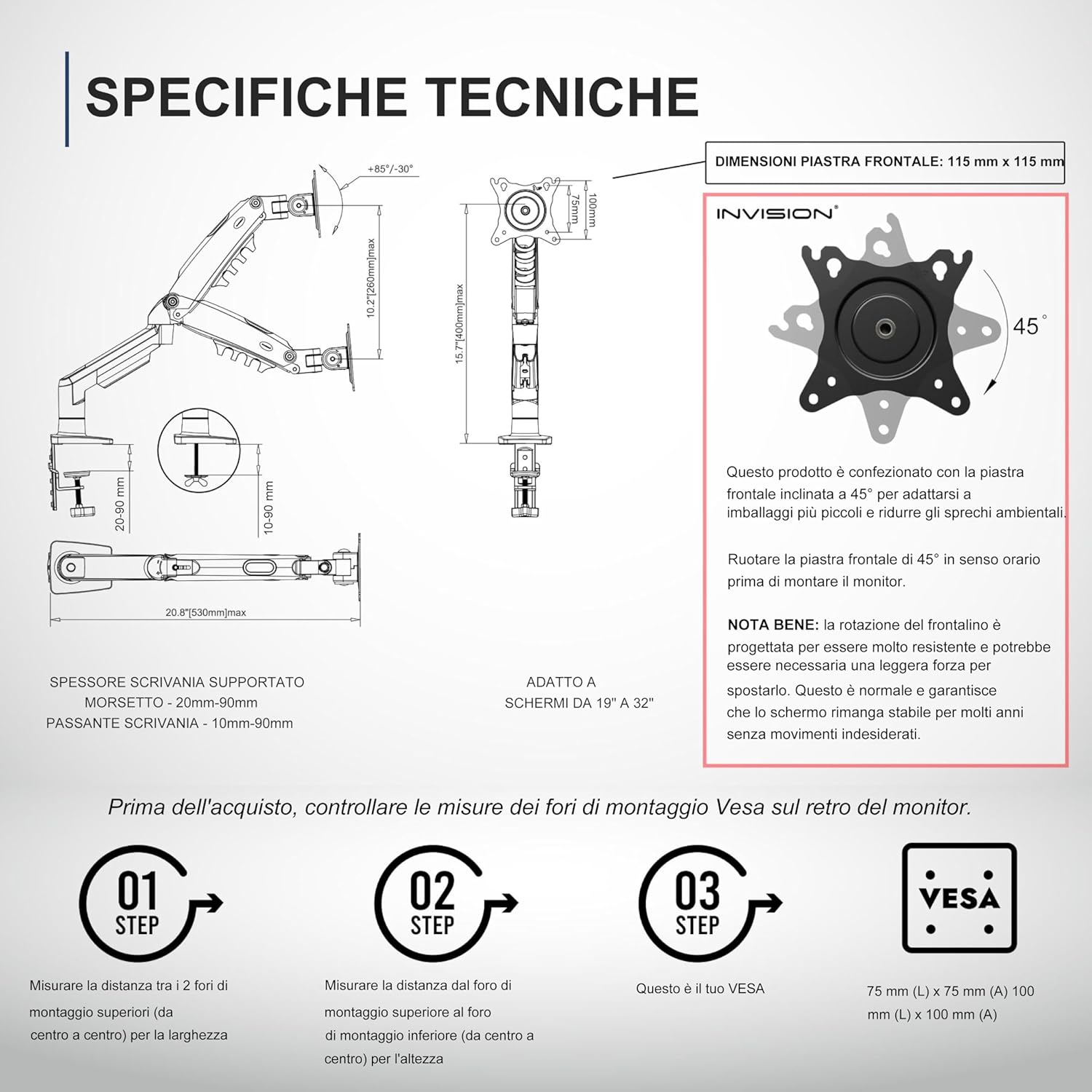 Thumbnail 4 de Invision MX200 Supporto Monitor 19-32”