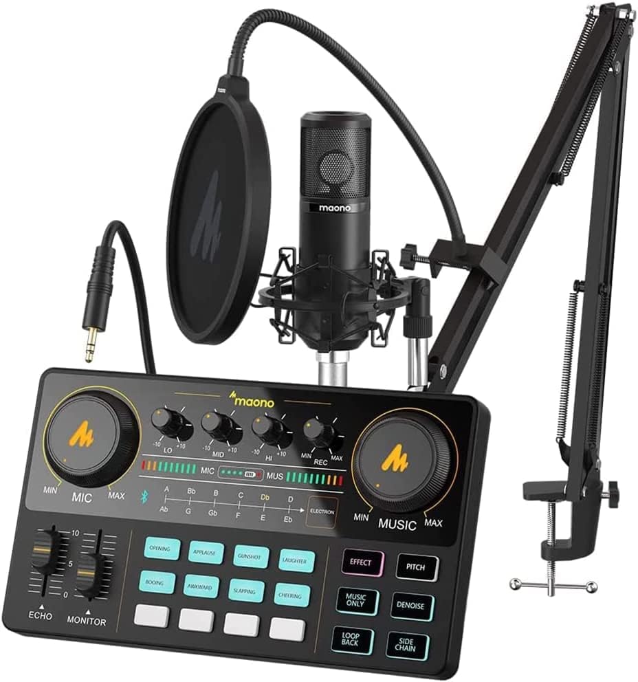 Detalle de MAONO AU-AM200-S6 MaonoCaster Lite Podcast Mixer Bundle with 25mm Mic