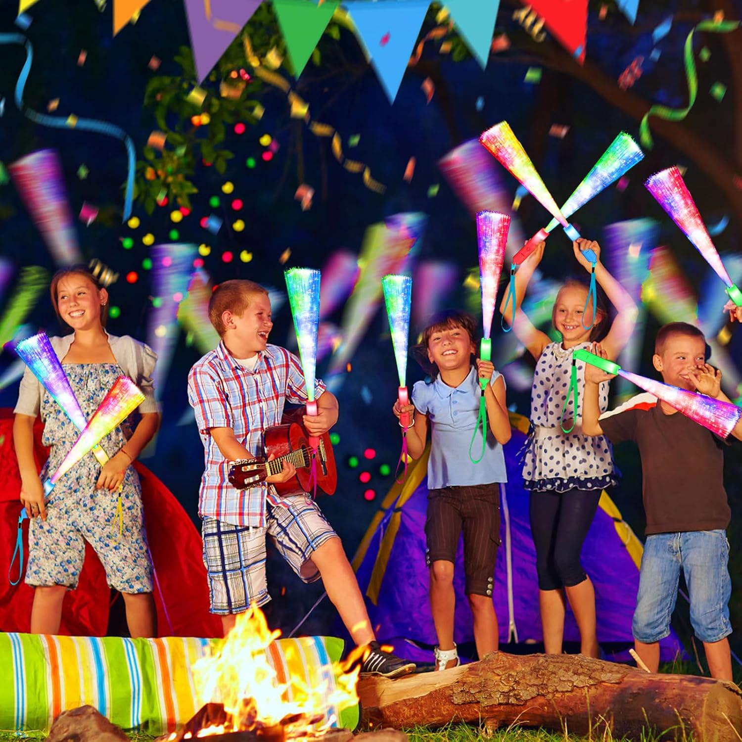Thumbnail 4 de SHQDD 200PCS Glow Fiber Optic Sticks: LED Light Wands for Parties, Weddings & Events