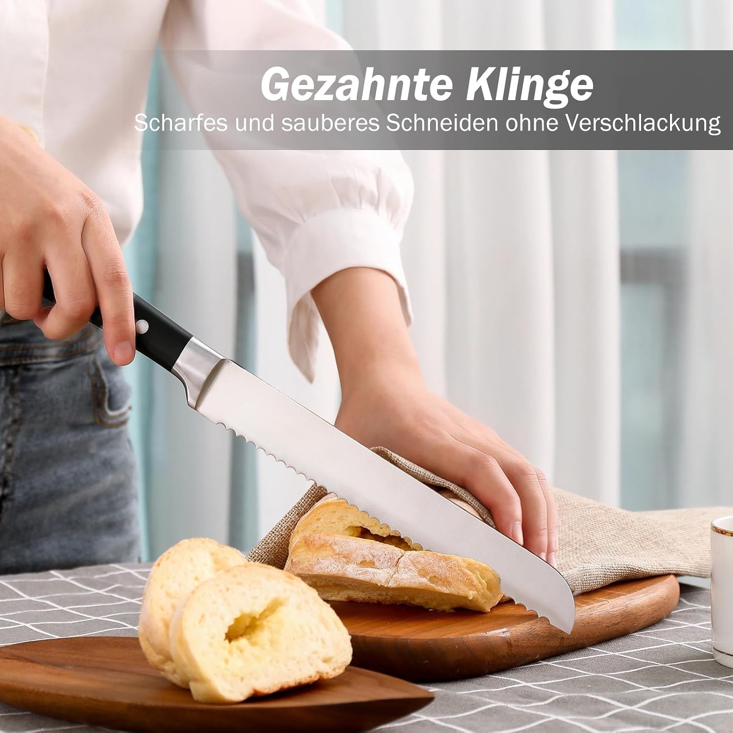 Thumbnail 4 de SHAN ZU Brotmesser 20 cm – gezackte Klinge aus deutschem Edelstahl, Pakkwood-Griff