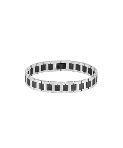 Detalle de Lacoste Bracelet à Maillons Metropole en Acier Inoxydable et Acier Noir – 190 mm