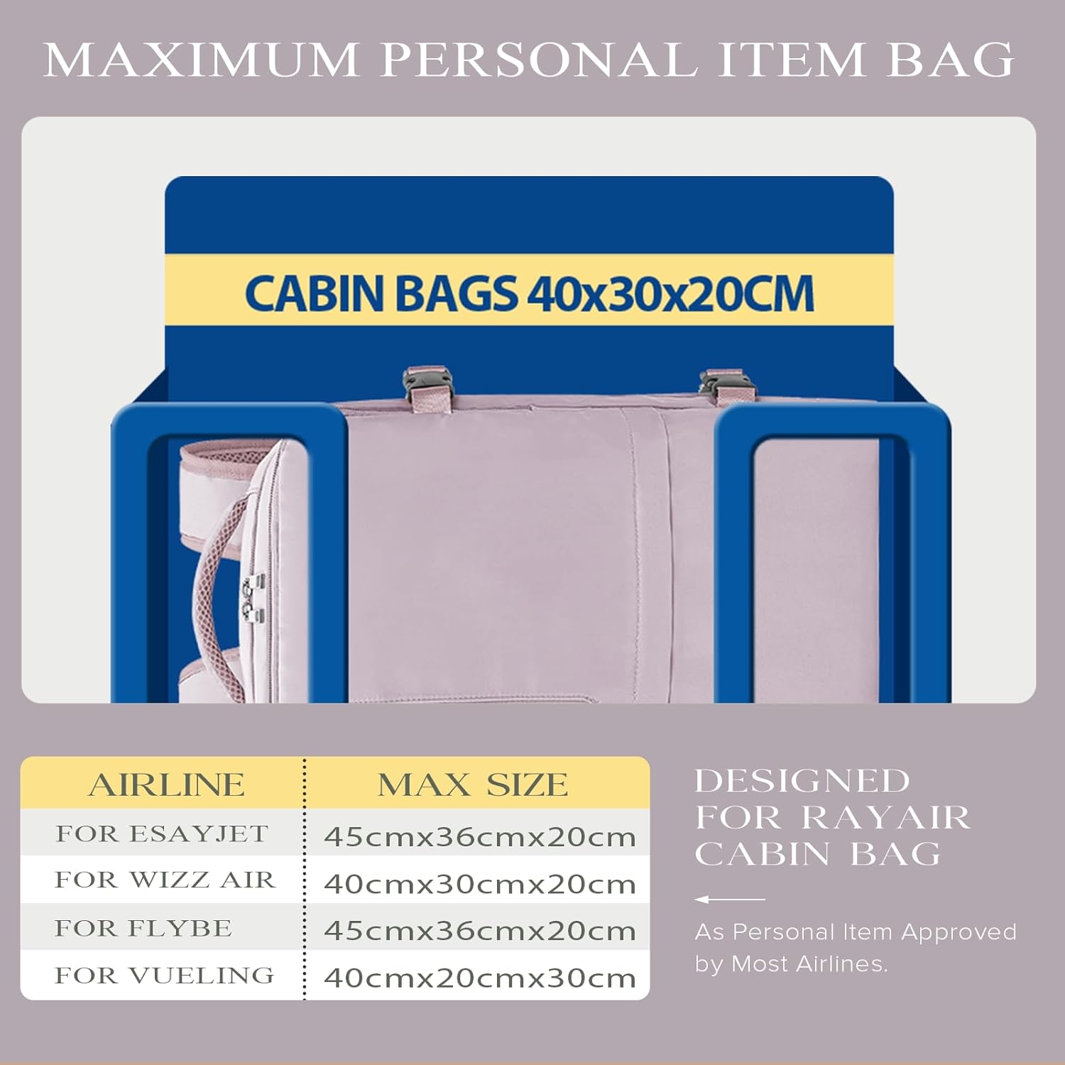 Thumbnail 1 de Hayayu Ryanair Cabin Bags 40x30x20: Underseat Carry-On Backpack for Short Trips