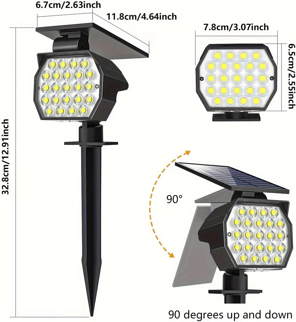 Detalle 2 de Sodwot 730140589775 Solar Spotlights, 23 LED, Warm White, 4-Pack