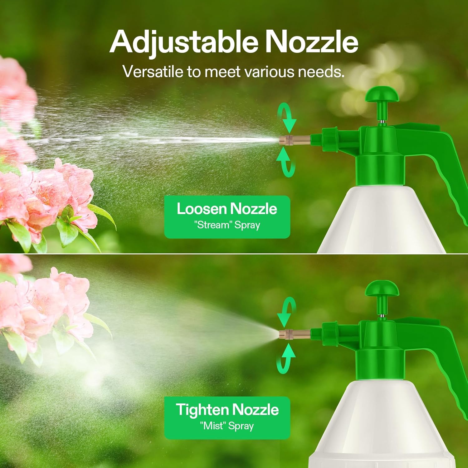Thumbnail 1 de VIVOSUN spruzzatore nebulizzatore manuale a pressione da 1,5 L con ugello in ottone regolabile (verde)