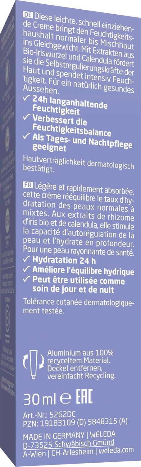 Thumbnail 1 de WELEDA Bio Iris Ausgleichende Feuchtigkeitspflege – leichtes Tages- und Nachtcreme für normale bis Mischhaut, 30 ml