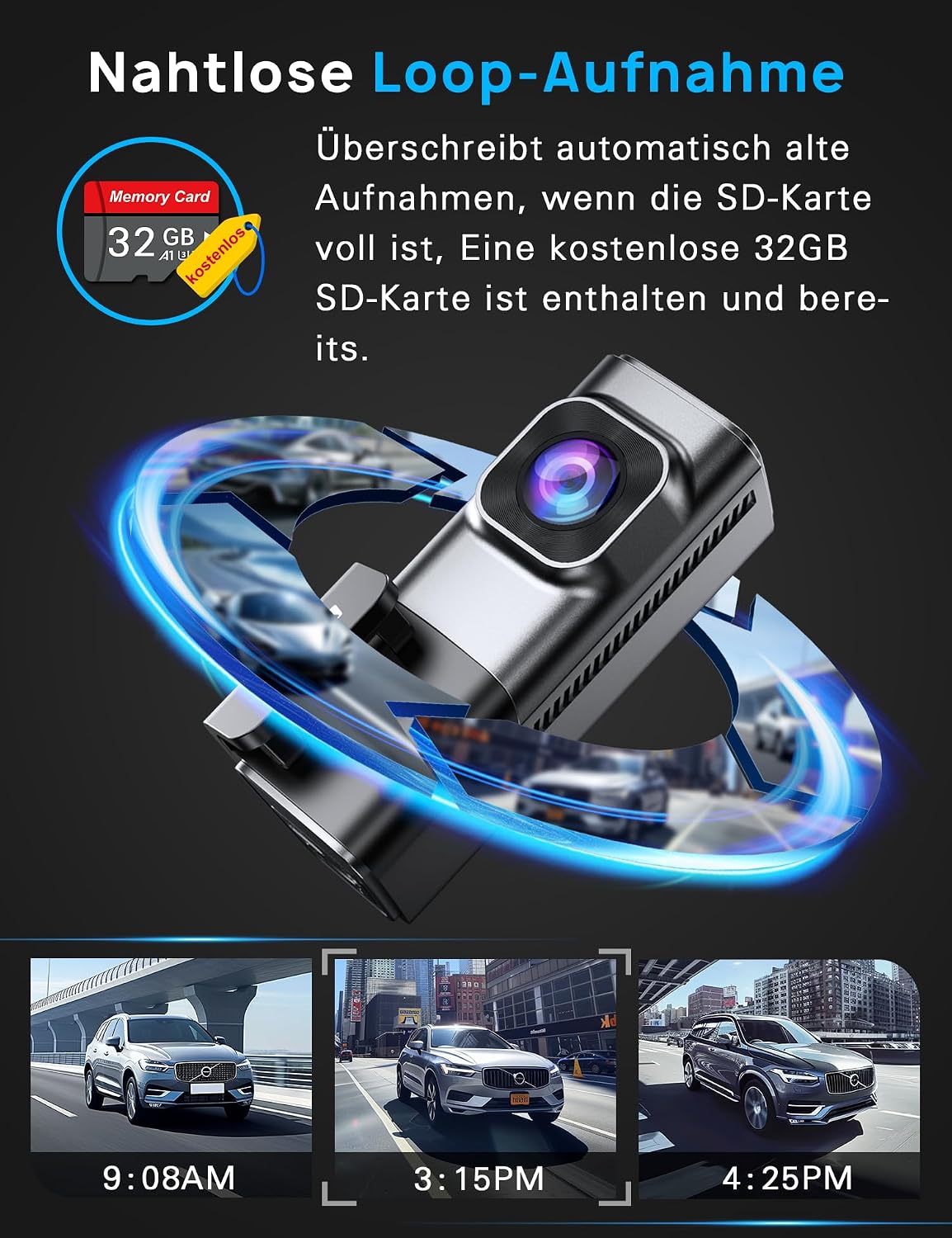 Thumbnail 4 de Navycrest Dashcam 4K vorne + 1080P hinten, Dualkamera