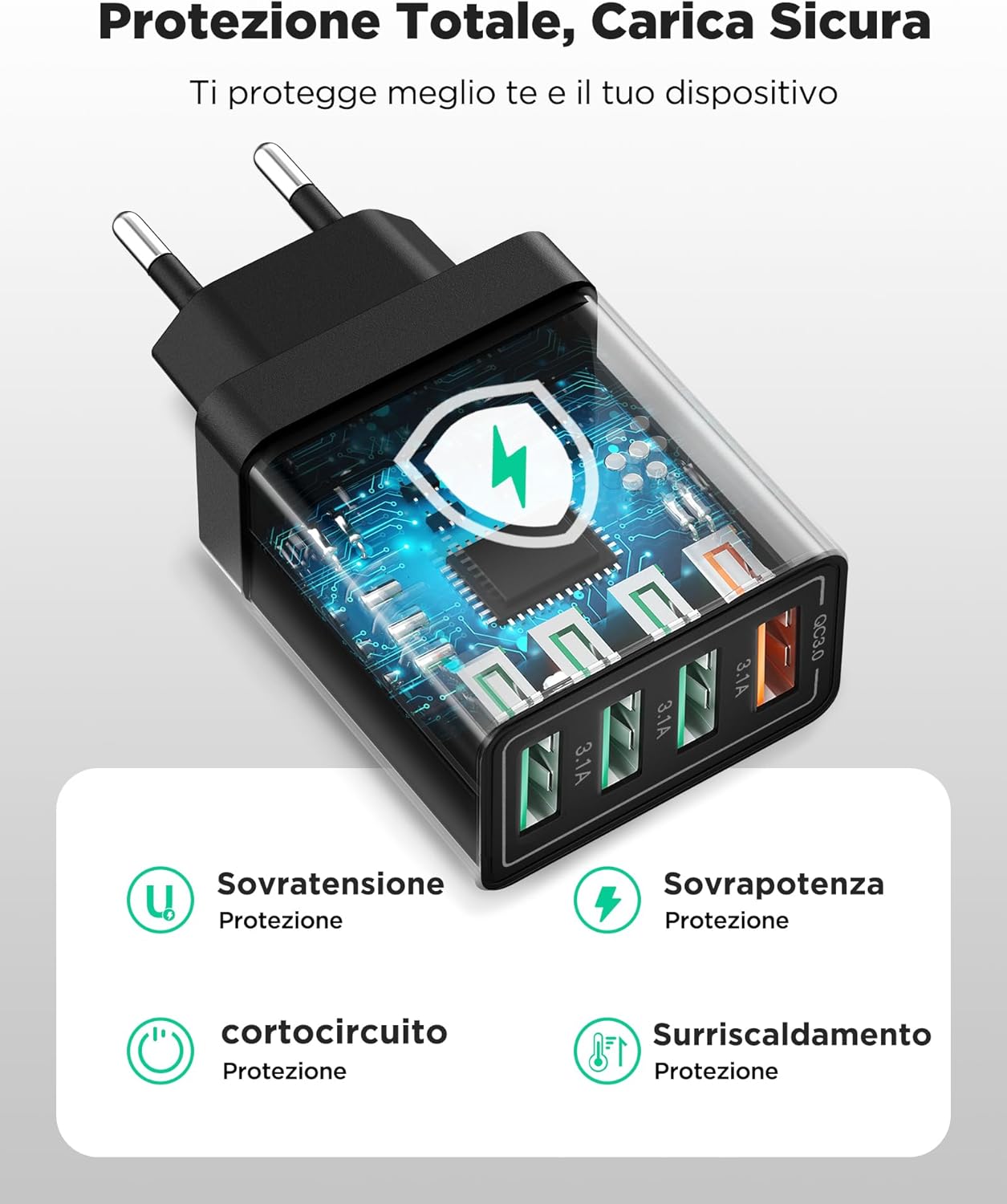 Thumbnail 3 de Caricatore USB 4 porte 40W QC3.0