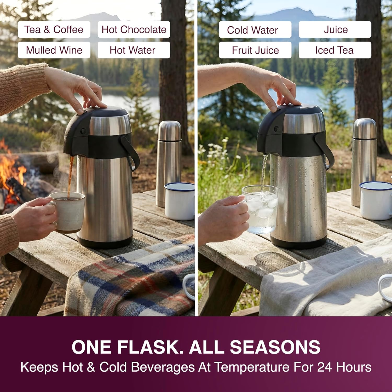 Detalle de Andrew James Thermal Coffee Carafe 3L Airpot with Pump Action Dispenser