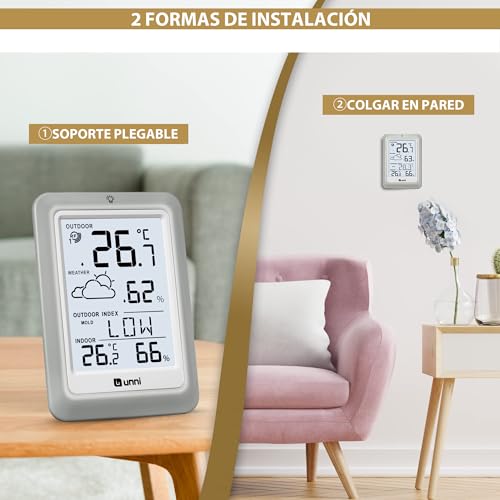 Thumbnail 5 de U UNNI Termómetro inalámbrico para interiores y exteriores con sensor remoto y retroiluminación