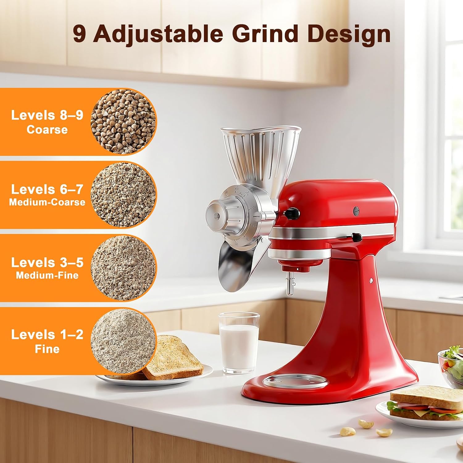 Detalle de FOCOLLK Grain Mill Attachment, Die-Cast Aluminum
