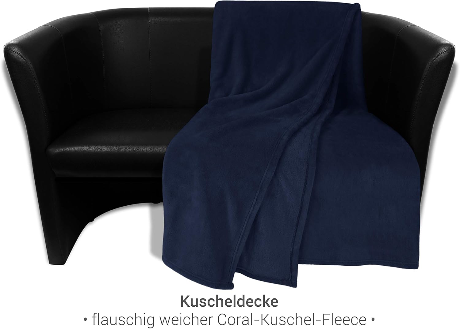 Thumbnail 1 de Npluseins Coral Fleece 1523.2204 – Coperta in pile Blu marino 150 x 200 cm