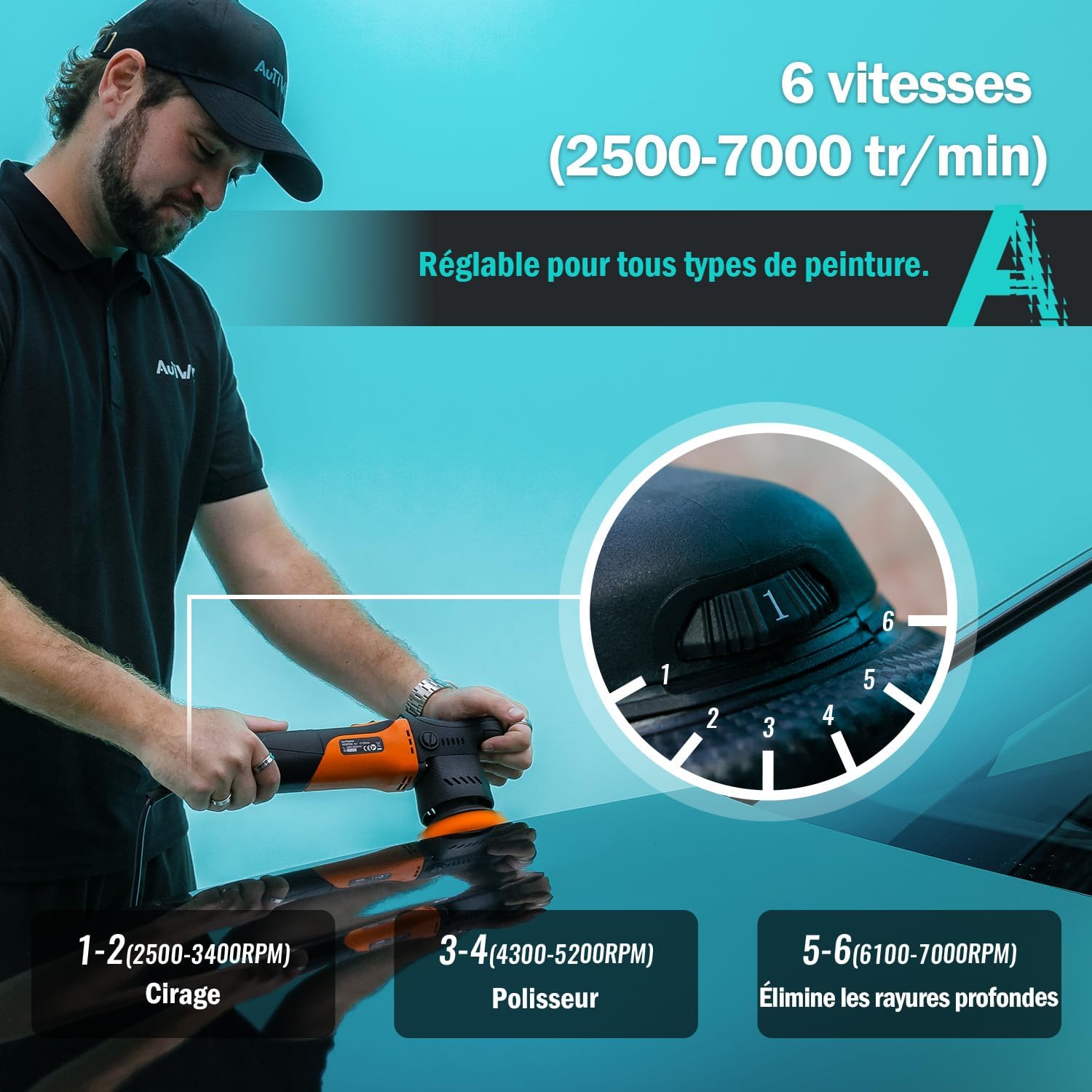 Detalle de AUTIWOZ W02PO68-EU excentrische mini-polijstmachine 630 W, 50/75 mm