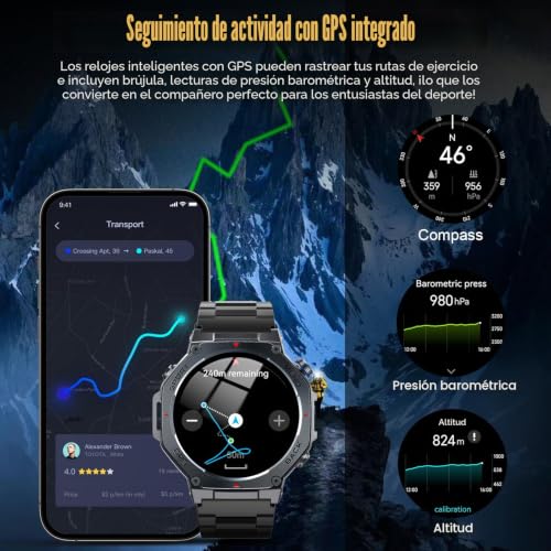 Detalle de Reloj Inteligente Jugeman Hombre con GPS y 160+ modos deportivos