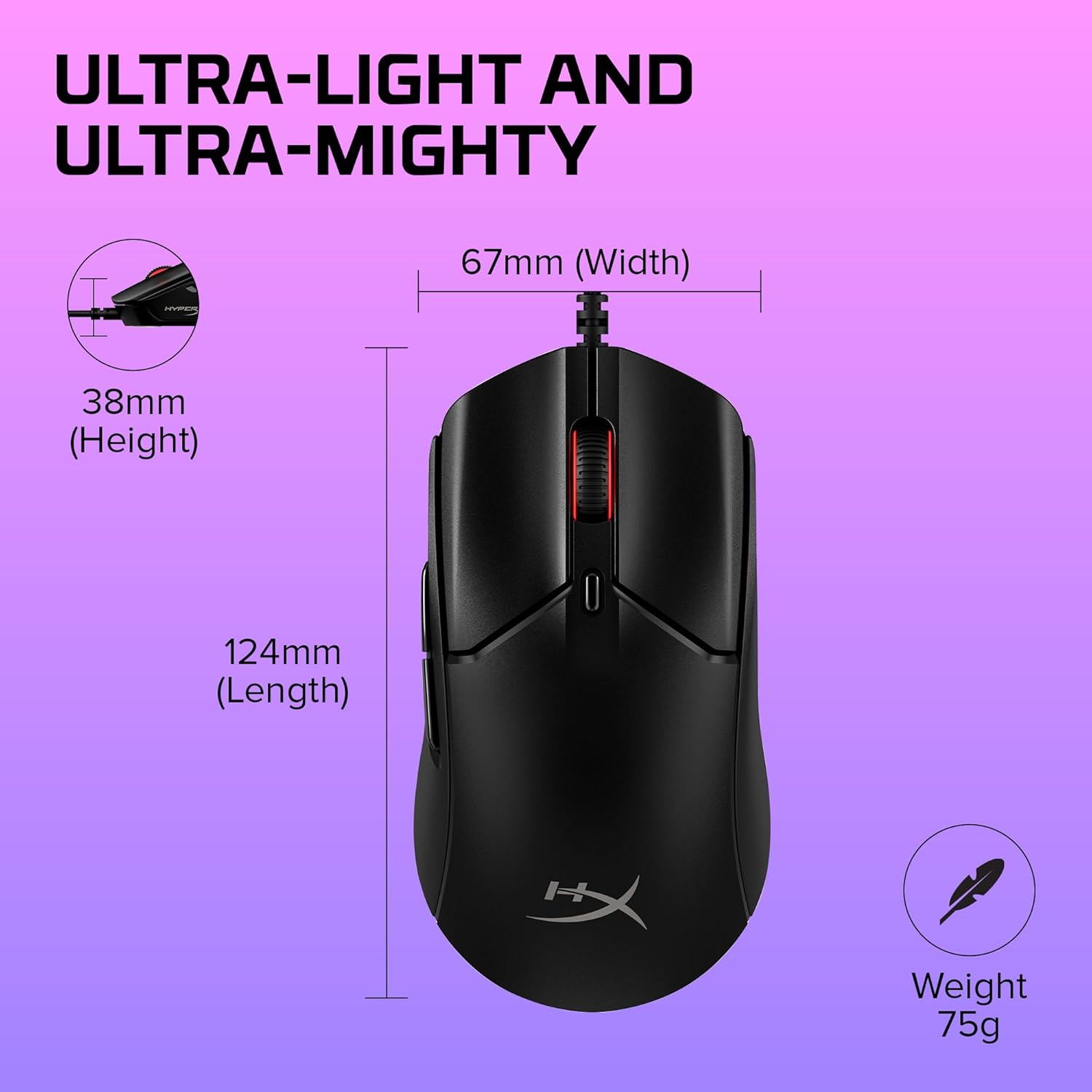 Thumbnail 5 de HyperX Pulsefire Haste 2 – ultraleichte kabelgebundene Gaming-Maus mit 26K Sensor