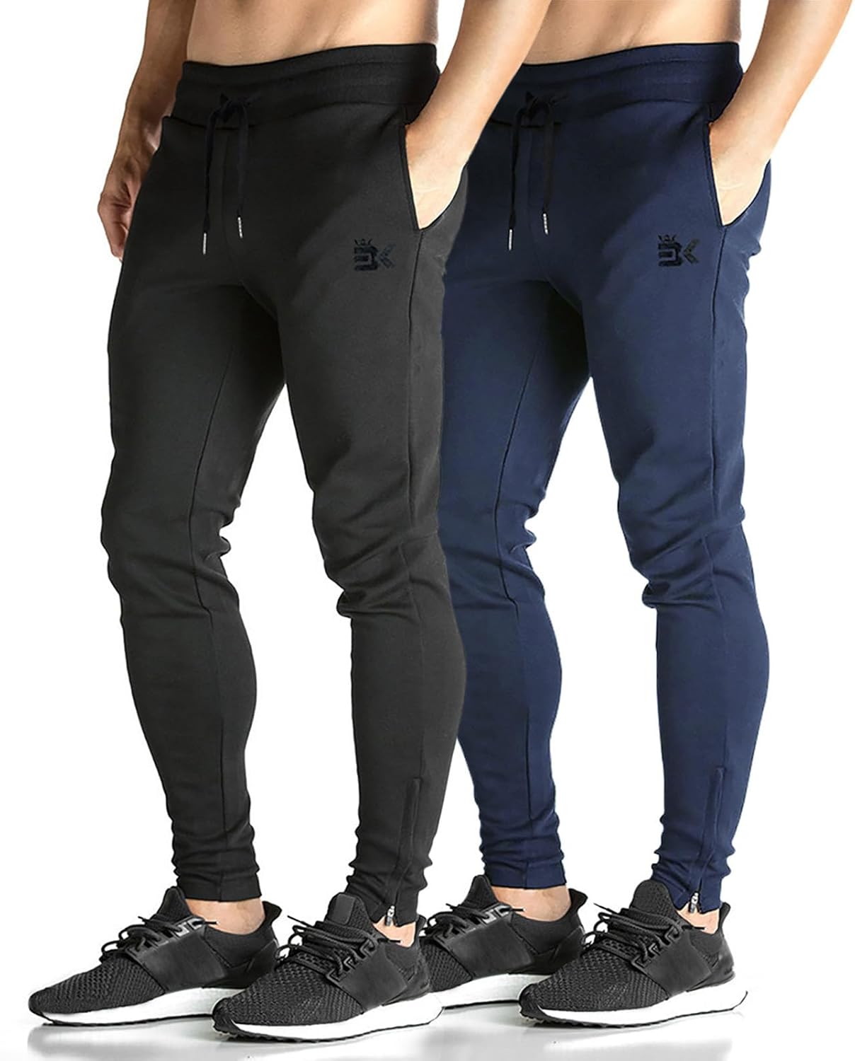 Thumbnail 6 de BROKIG Mens Zip Gym Joggers: Slim Fit Running Tracksuit Bottoms