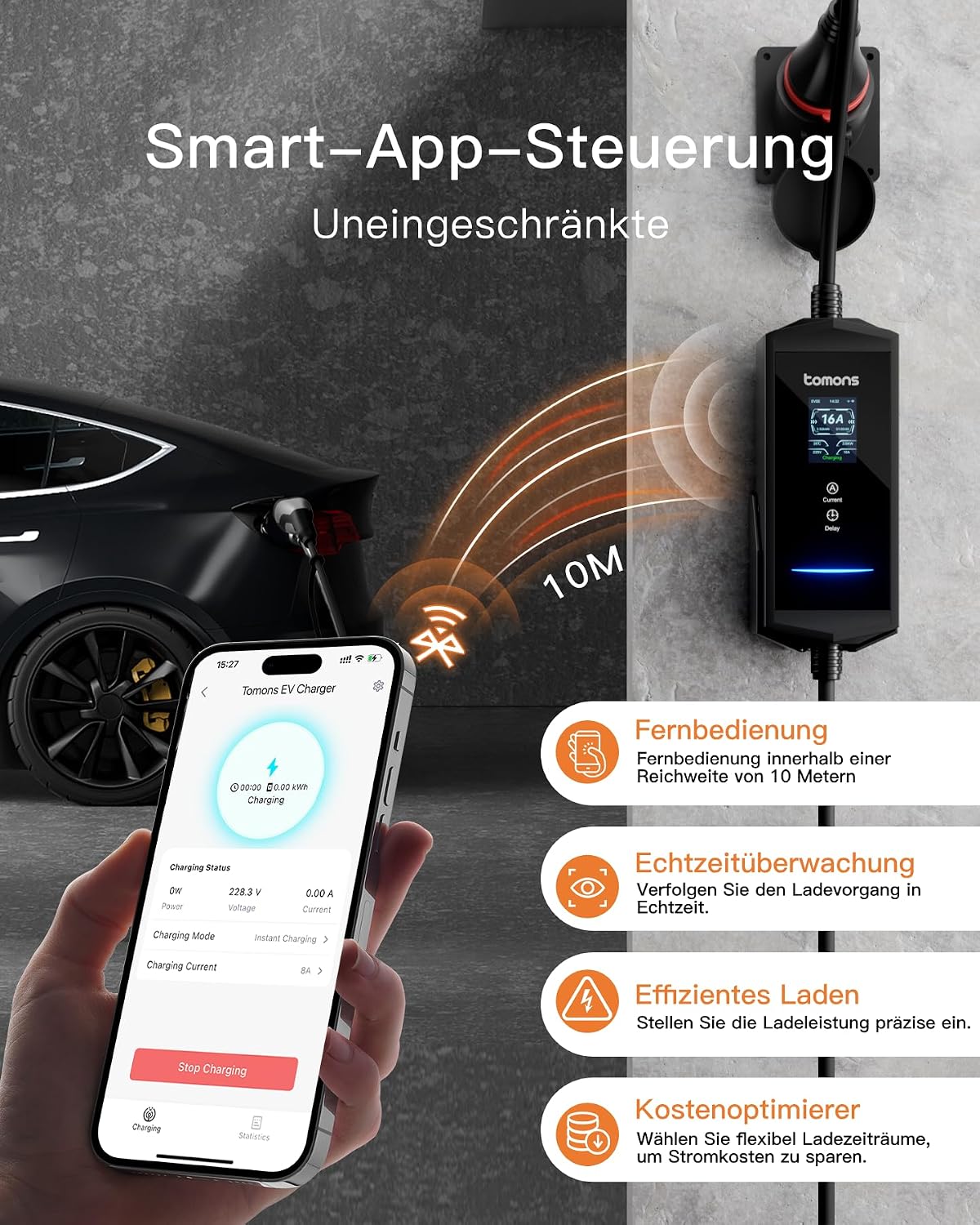 Thumbnail 1 de tomons Mobile Wallbox 11 kW mit APP – Tragbares Ladesystem für Elektrofahrzeuge