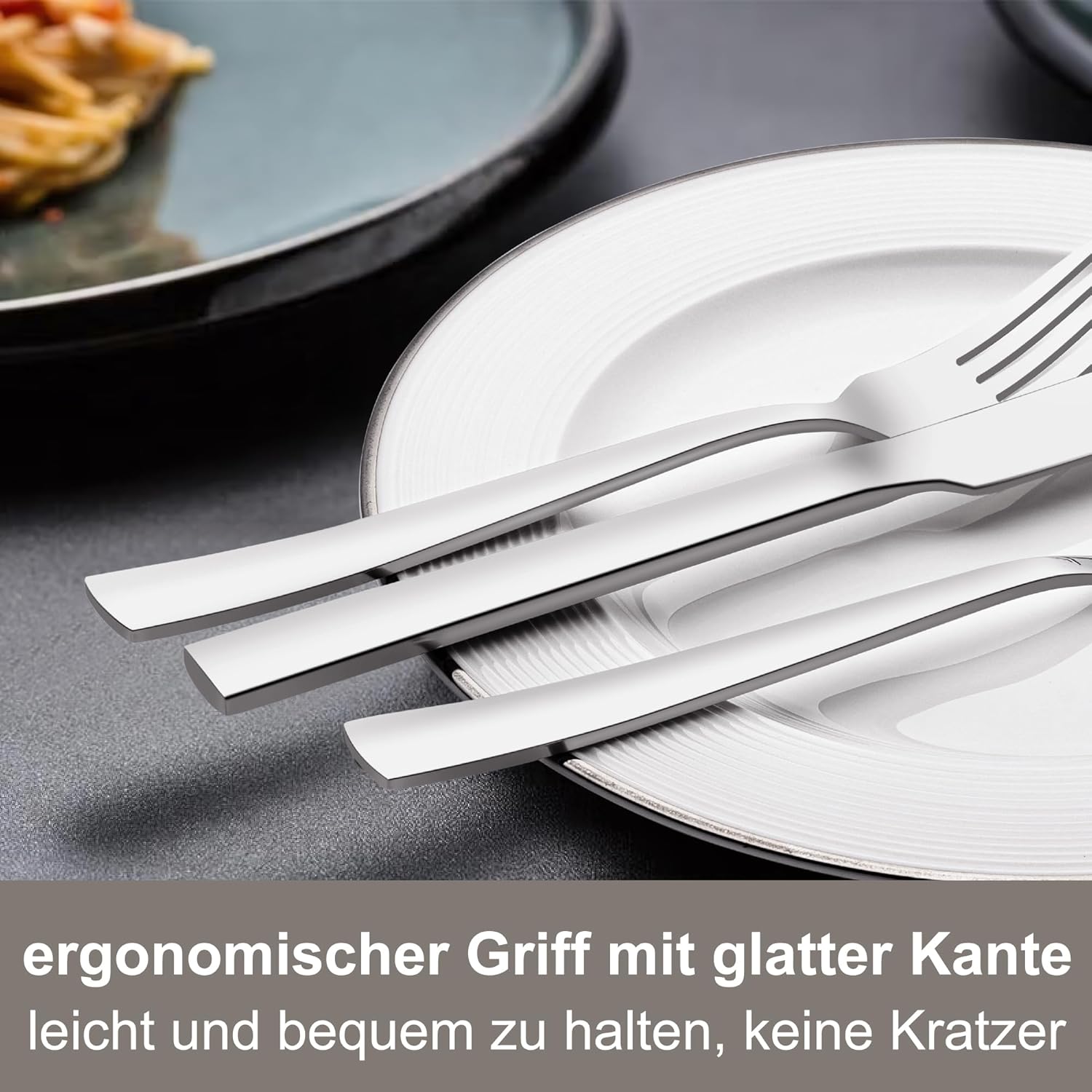 Detalle 2 de Deedro Besteck-Set für 12 Personen (60-teilig) aus Edelstahl – Messer, Gabeln, Löffel & mehr