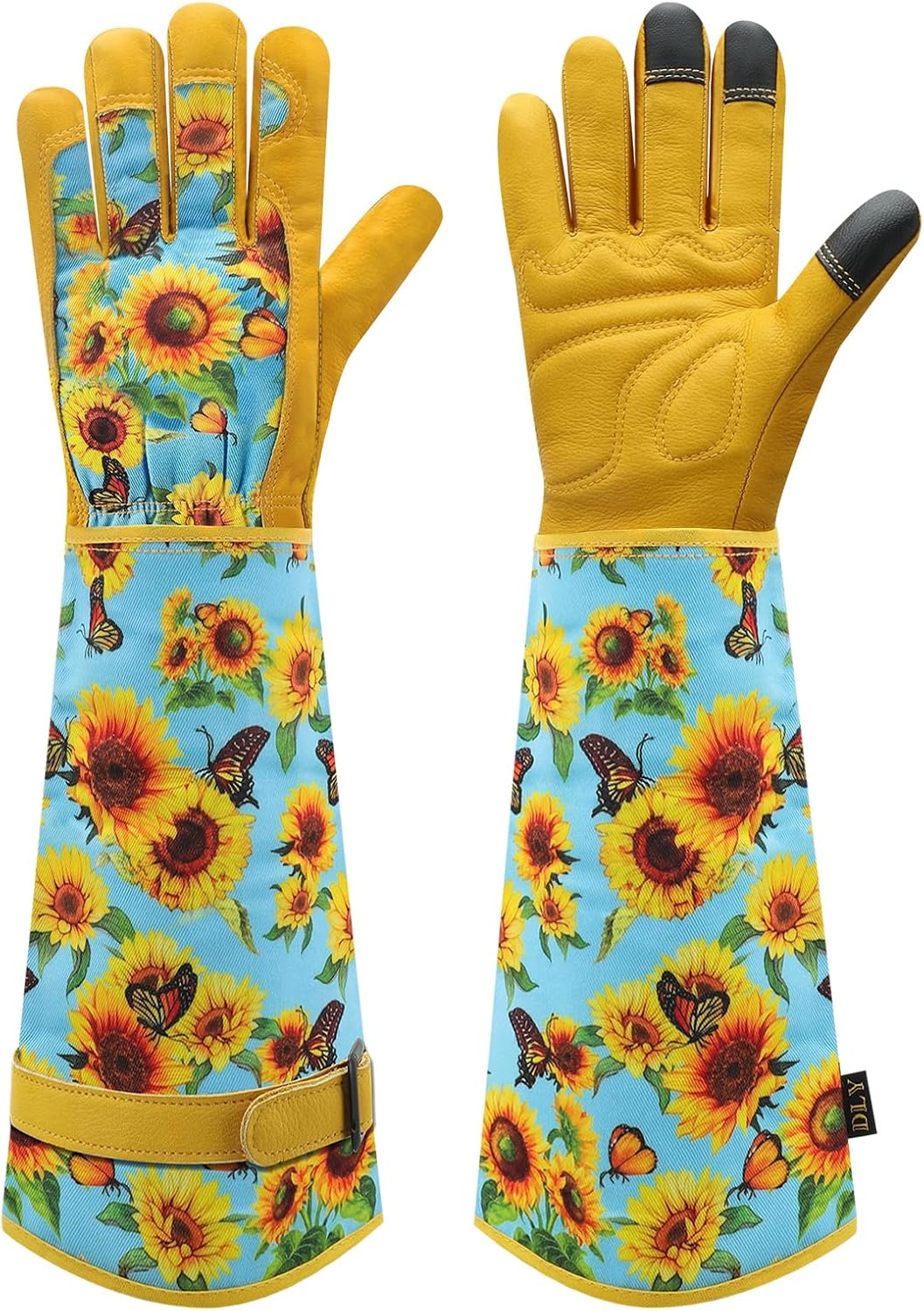 Detalle de DLY Gardening Gloves for Women, Long Cowhide Rose-Pruning Gloves