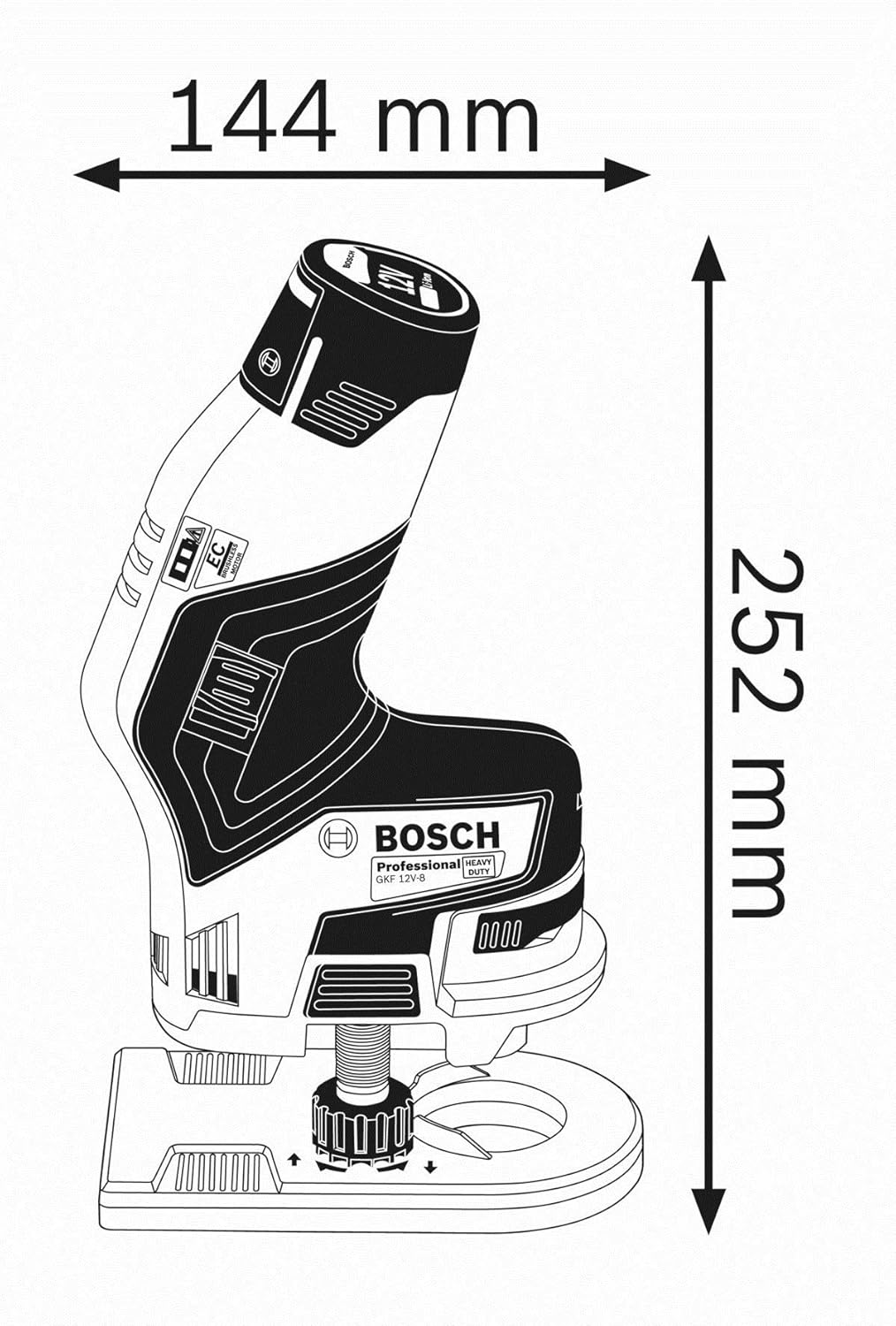 Thumbnail 2 de Bosch Professional 12V System GKF 12V-8 rifilatore a batteria con stelo da 8 mm (senza batteria e caricabatteria)