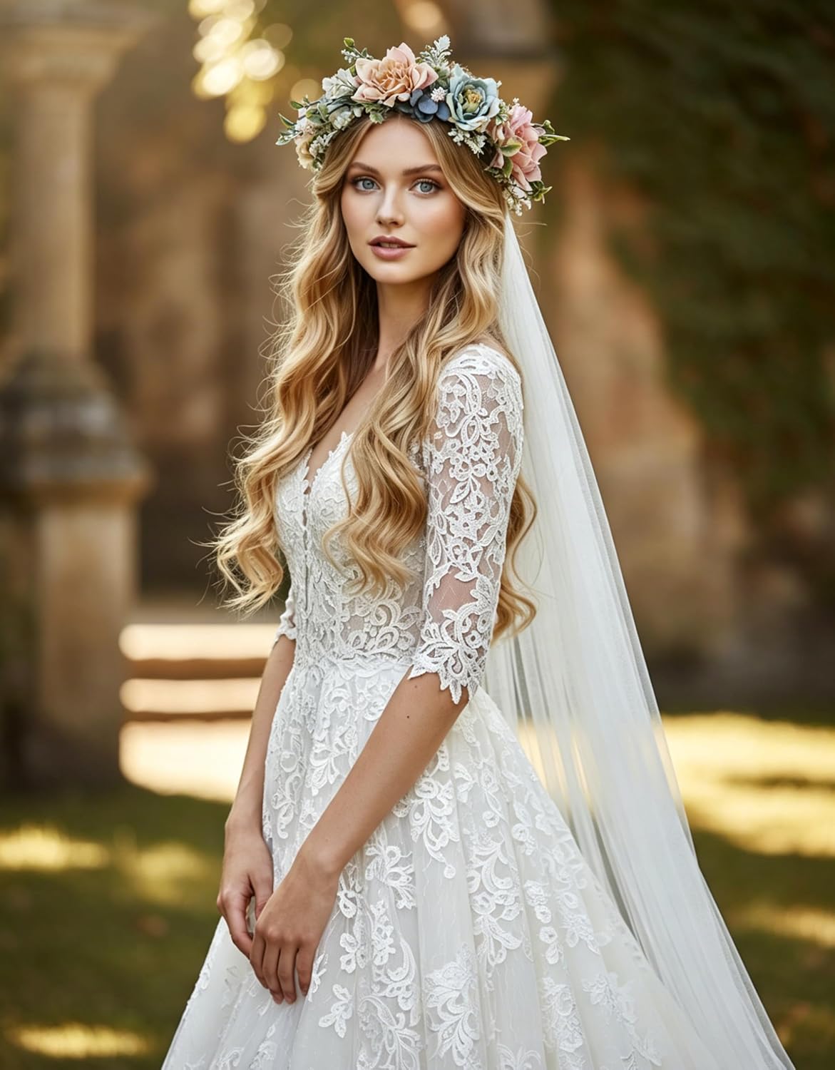 Detalle 2 de Vivivalue Floral Crown with Fabric Flowers