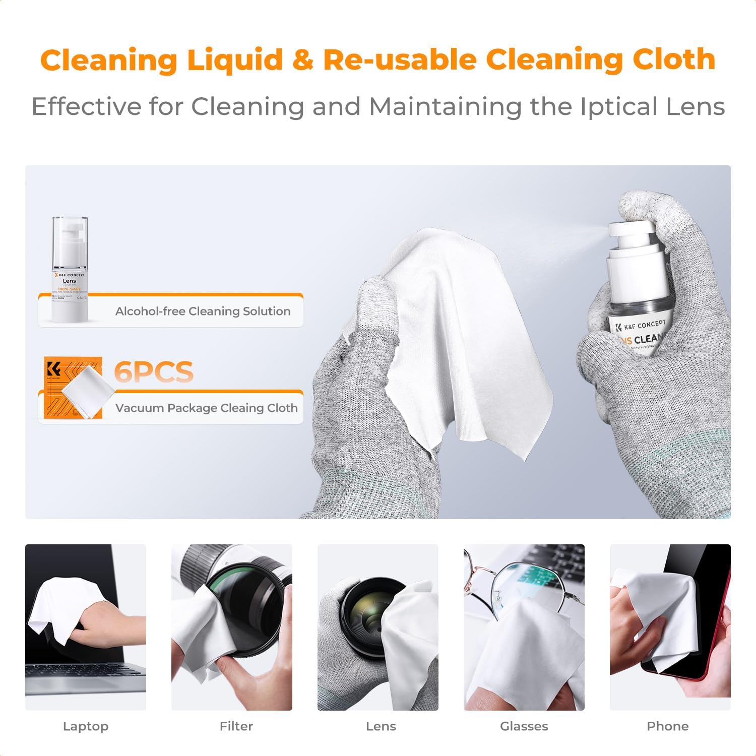 Detalle 2 de K&F CONCEPT 23 in 1 Camera Lens Cleaning Kit for DSLR Filters & Sensors