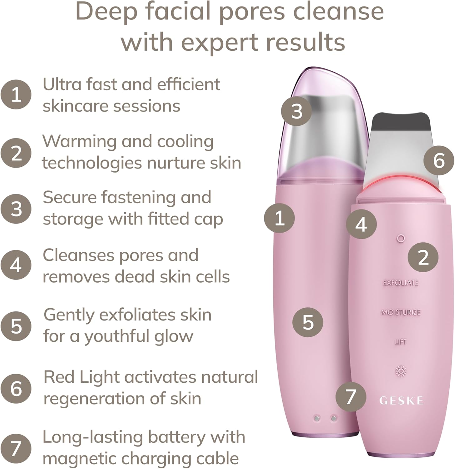 Detalle 2 de GESKE | SmartAppGuided MicroCurrent Skin Scrubber & Blackhead Remover – 9 en 1